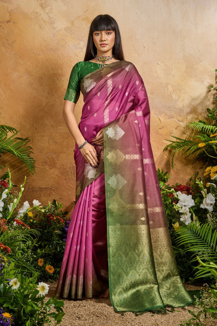Buy MySilkLove Dusty Pink Banarasi Handloom Saree Online