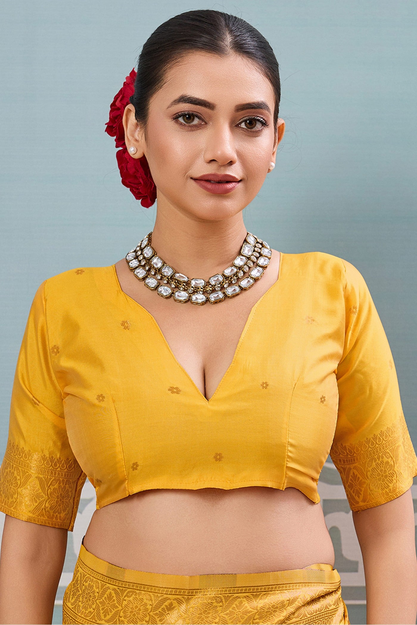 Buy MySilkLove Citrine Yellow Woven Banarasi Saree Online