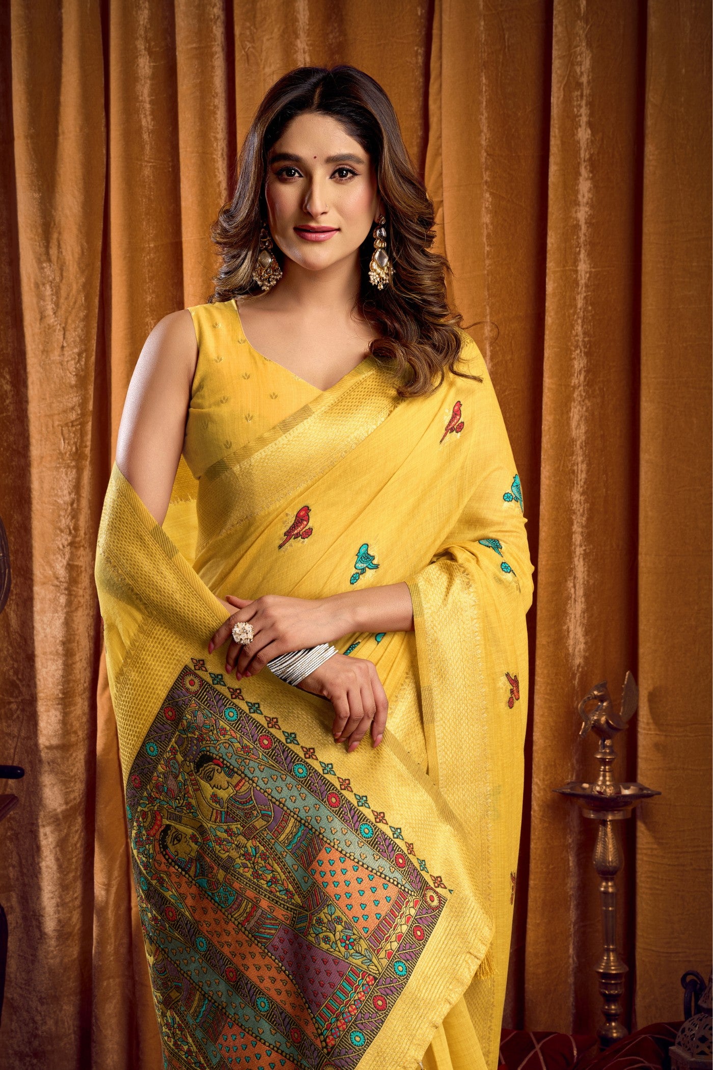Buy MySilkLove Sunshine Yellow Woven Cotton Saree Online