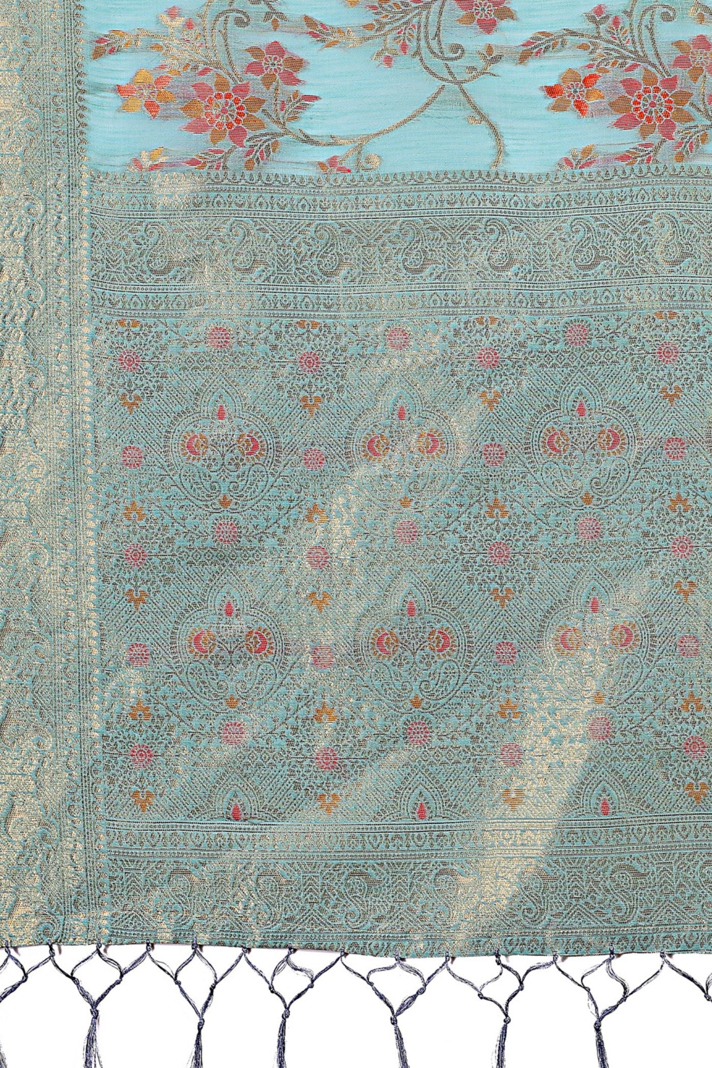 Buy MySilkLove Cadet Blue Linen Cotton Saree Online