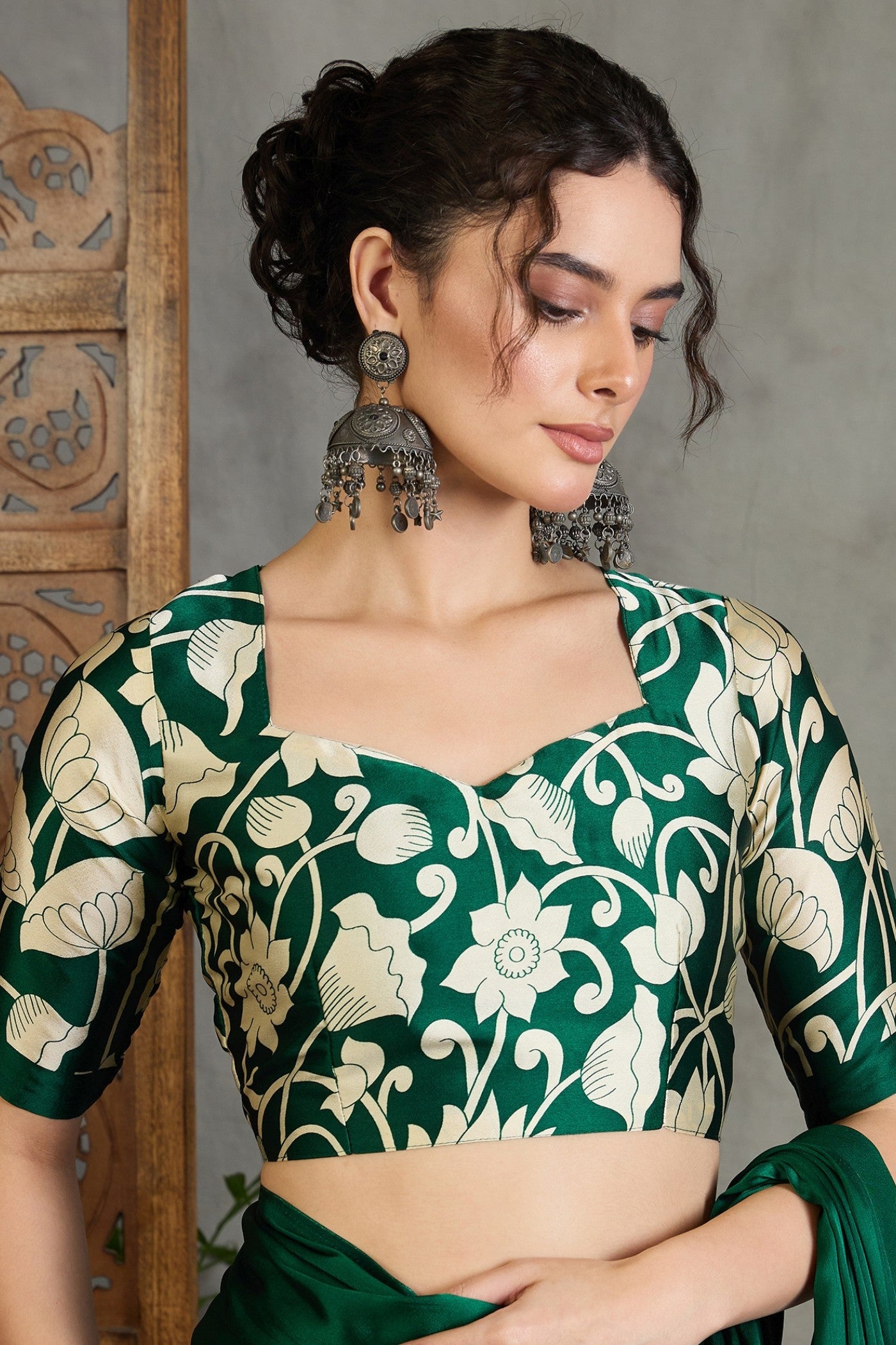 Buy MySilkLove Evergreen Kalamkari Printed Satin Silk Saree Online