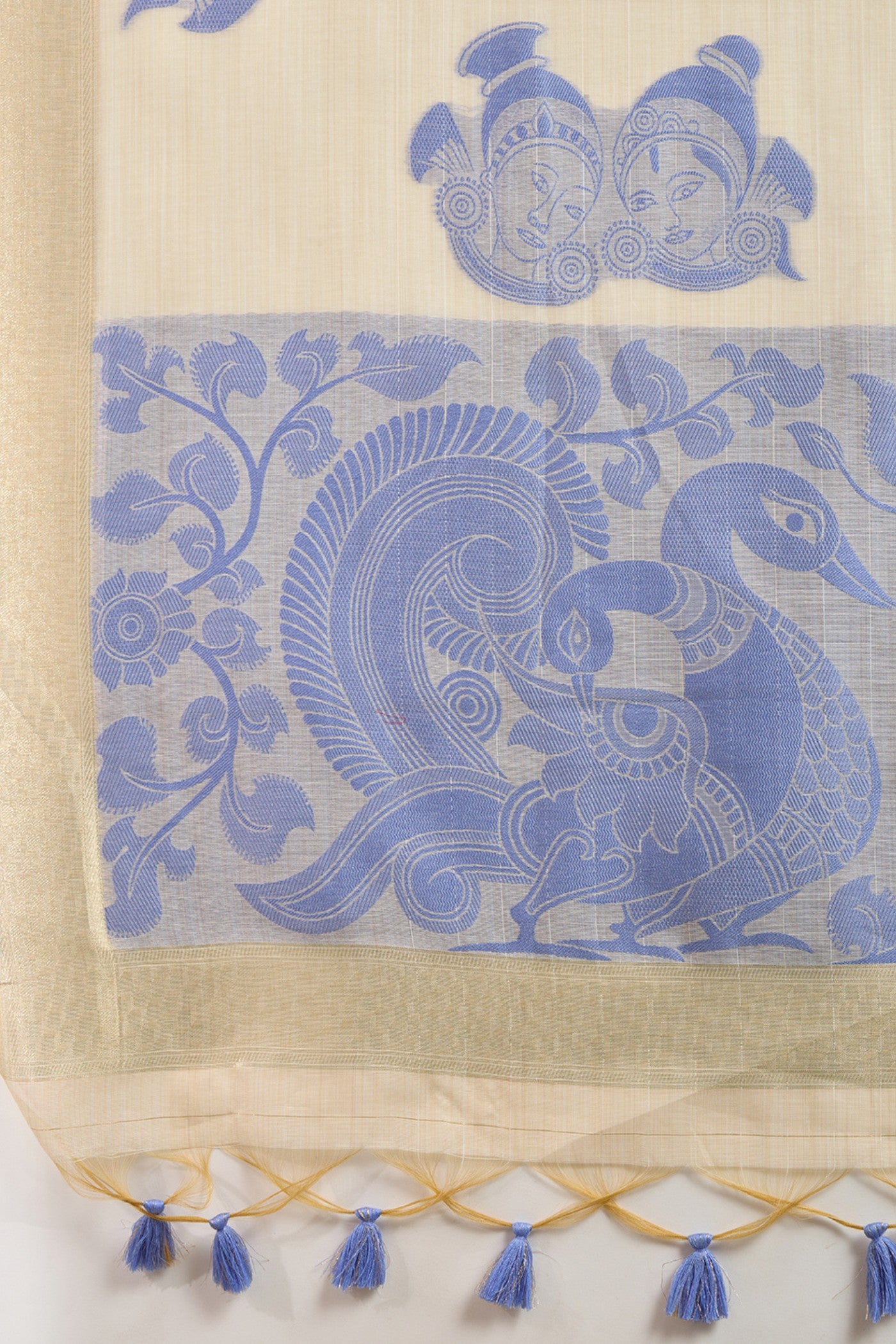 Buy MySilkLove Coconut White Muga Cotton Saree Online