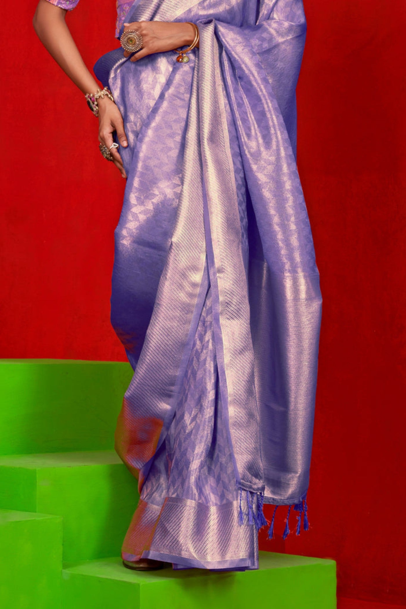 Buy MySilkLove Salvia Purple Woven Tissue Silk Saree Online
