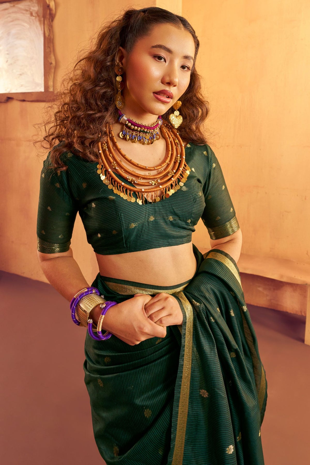 Buy MySilkLove Dark Green Banarasi Handloom Silk Saree Online
