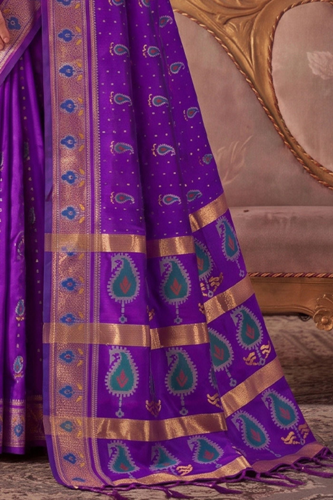 Buy MySilkLove Brinjal Purple Woven Banarasi Soft Silk Saree Online