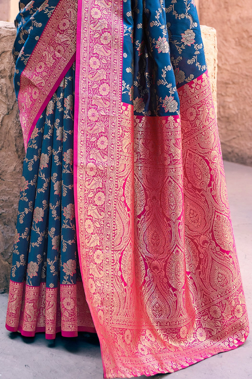 Buy MySilkLove Argentinian Blue Woven Banarasi Soft Silk Saree Online