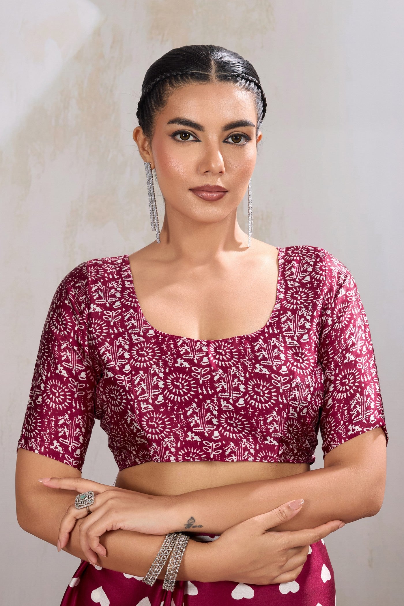 Buy MySilkLove Geranium Red Printed Satin Crepe Silk Saree Online