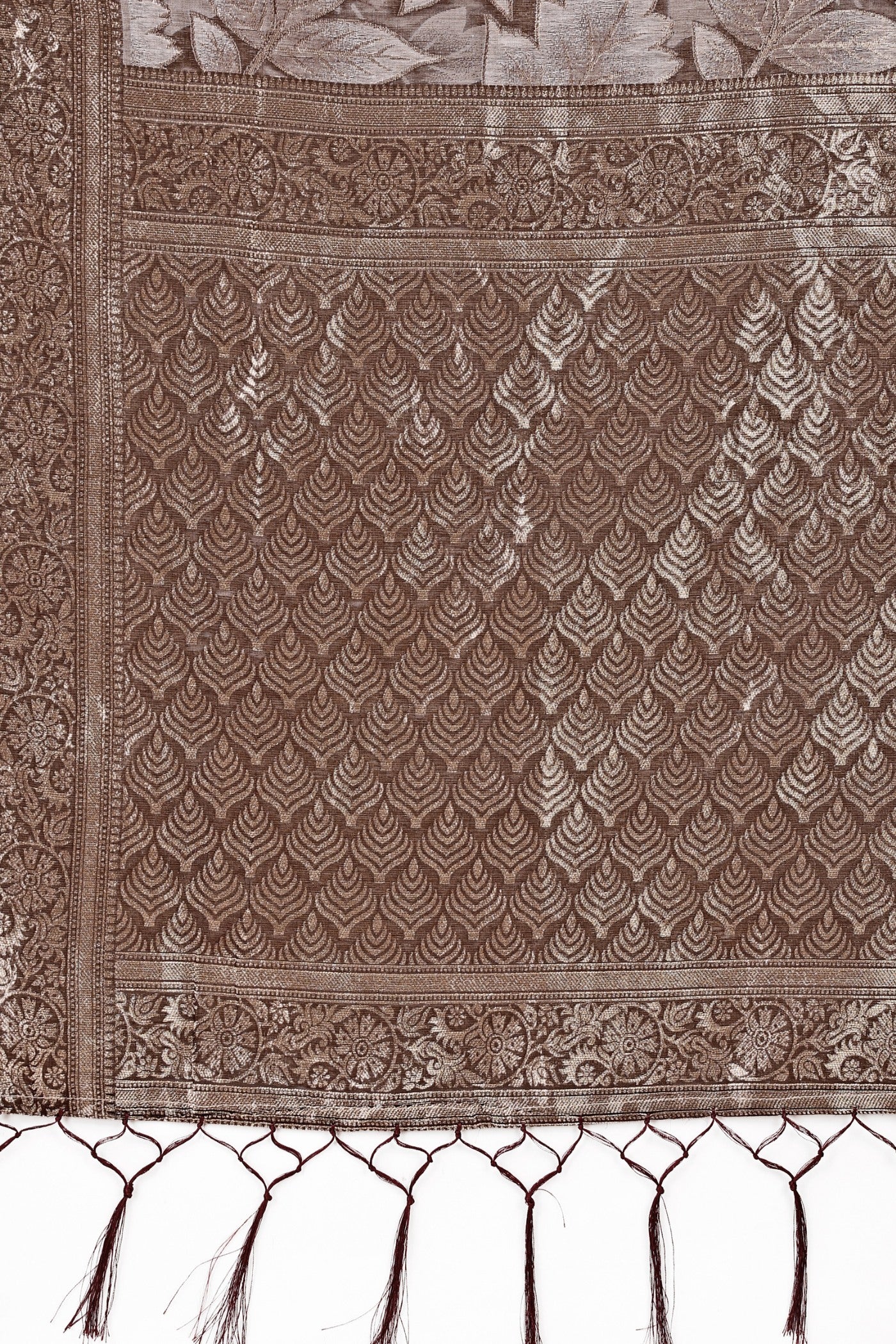 Buy MySilkLove Mocca Brown Woven Cotton Saree Online