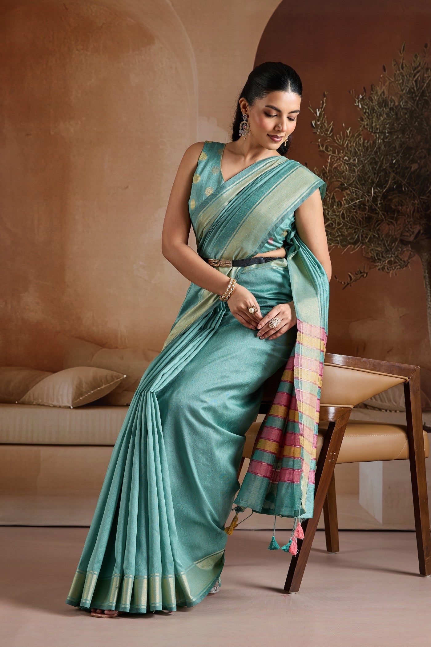 Buy MySilkLove Savoy Blue Handloom Bhagalpuri Saree Online