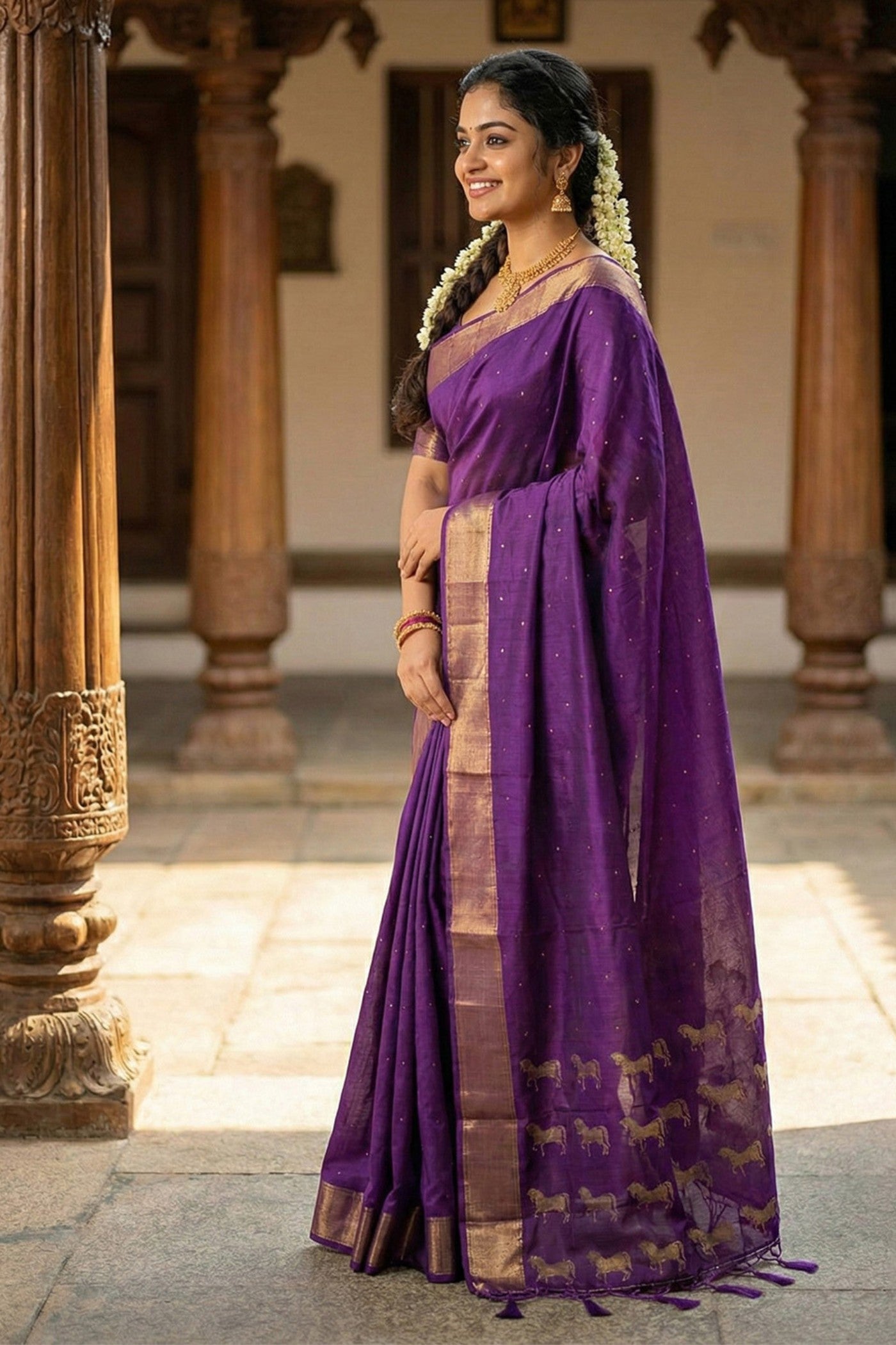 Buy MySilkLove Berry Purple Banarasi Woven Soft Silk Saree Online
