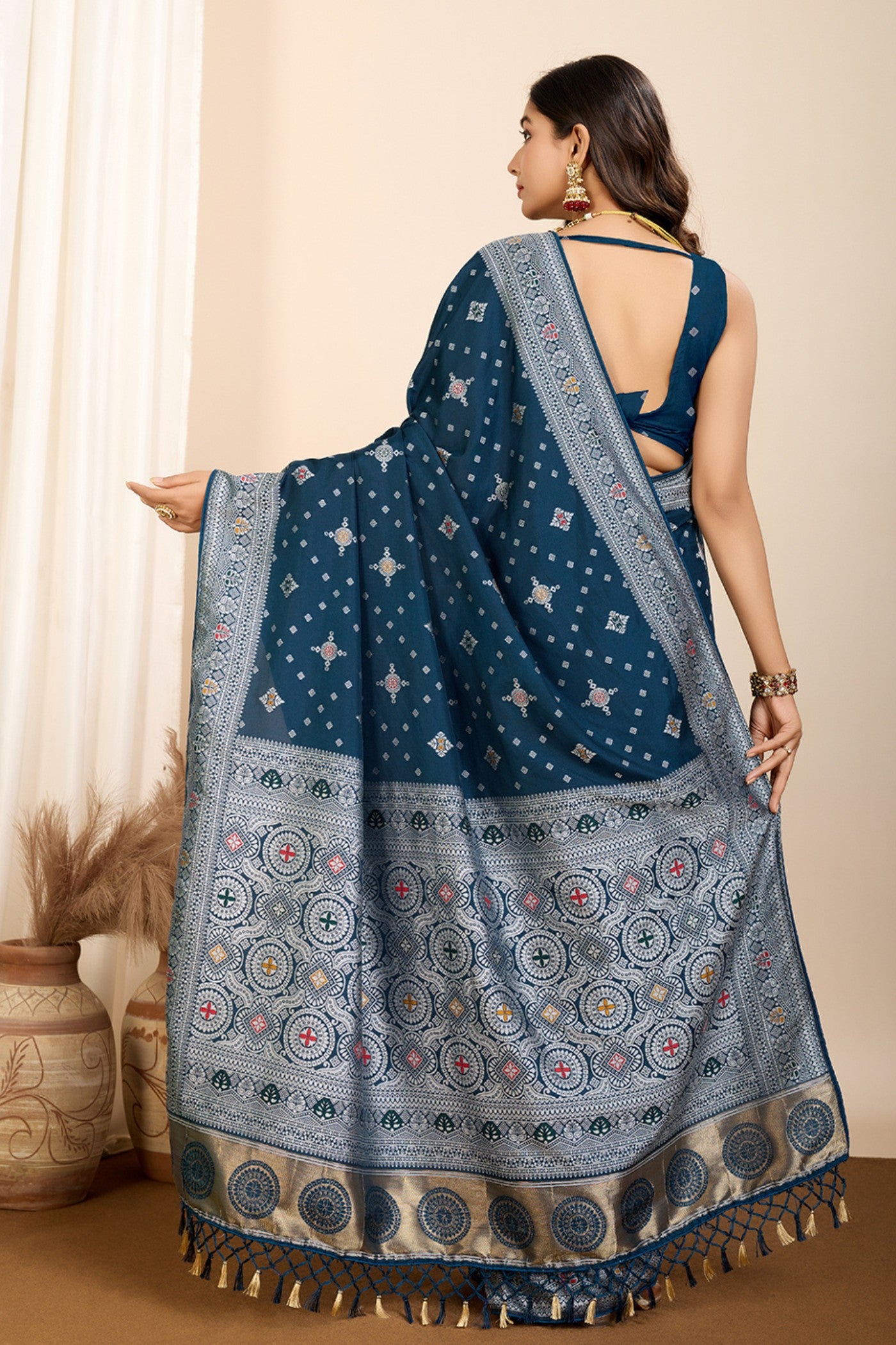 Buy MySilkLove Navy Blue Woven Banarasi Saree Online