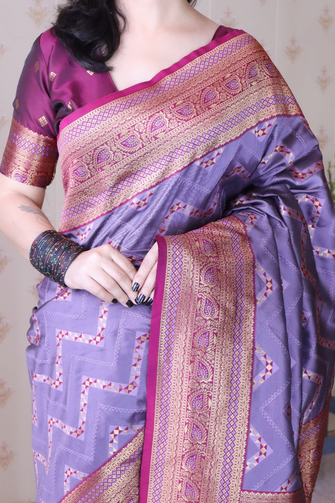 Buy MySilkLove Amethyst Purple Banarasi Handloom Saree Online