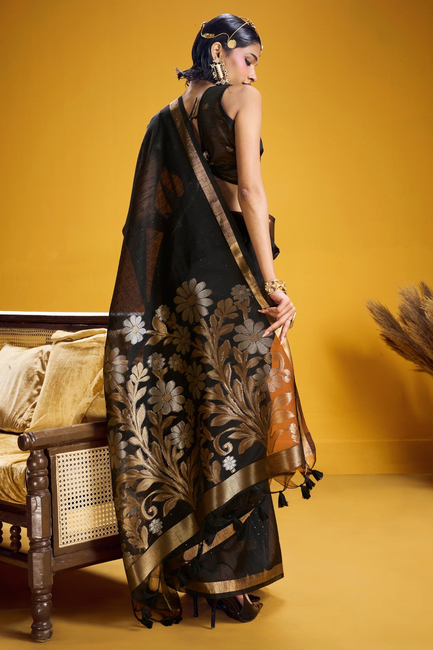 Buy MySilkLove Blackberry Munga Handloom Cotton Saree Online