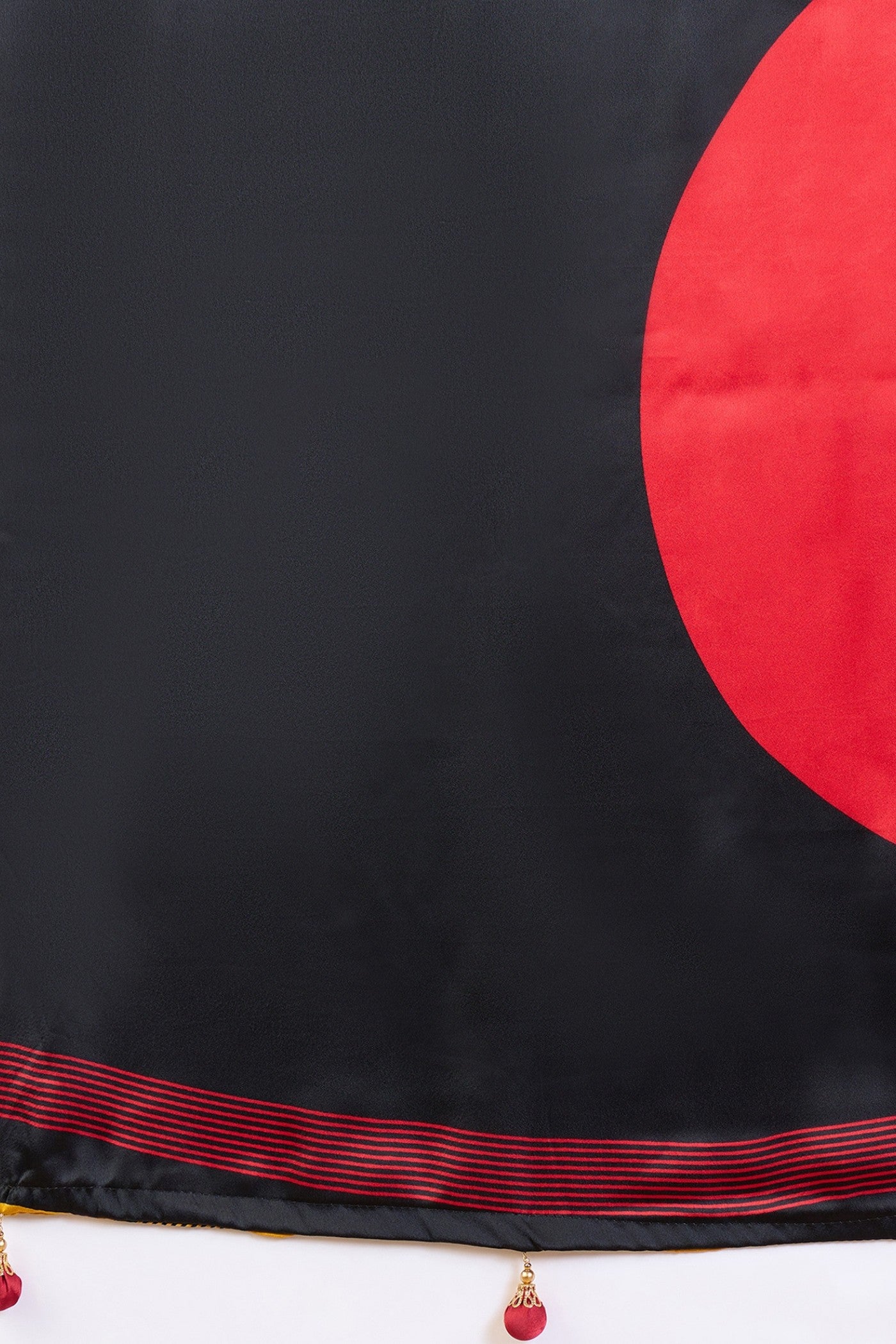 Buy MySilkLove Husk Yellow and Black Stripe Ajrakh Printed Satin Crepe Silk Saree Online