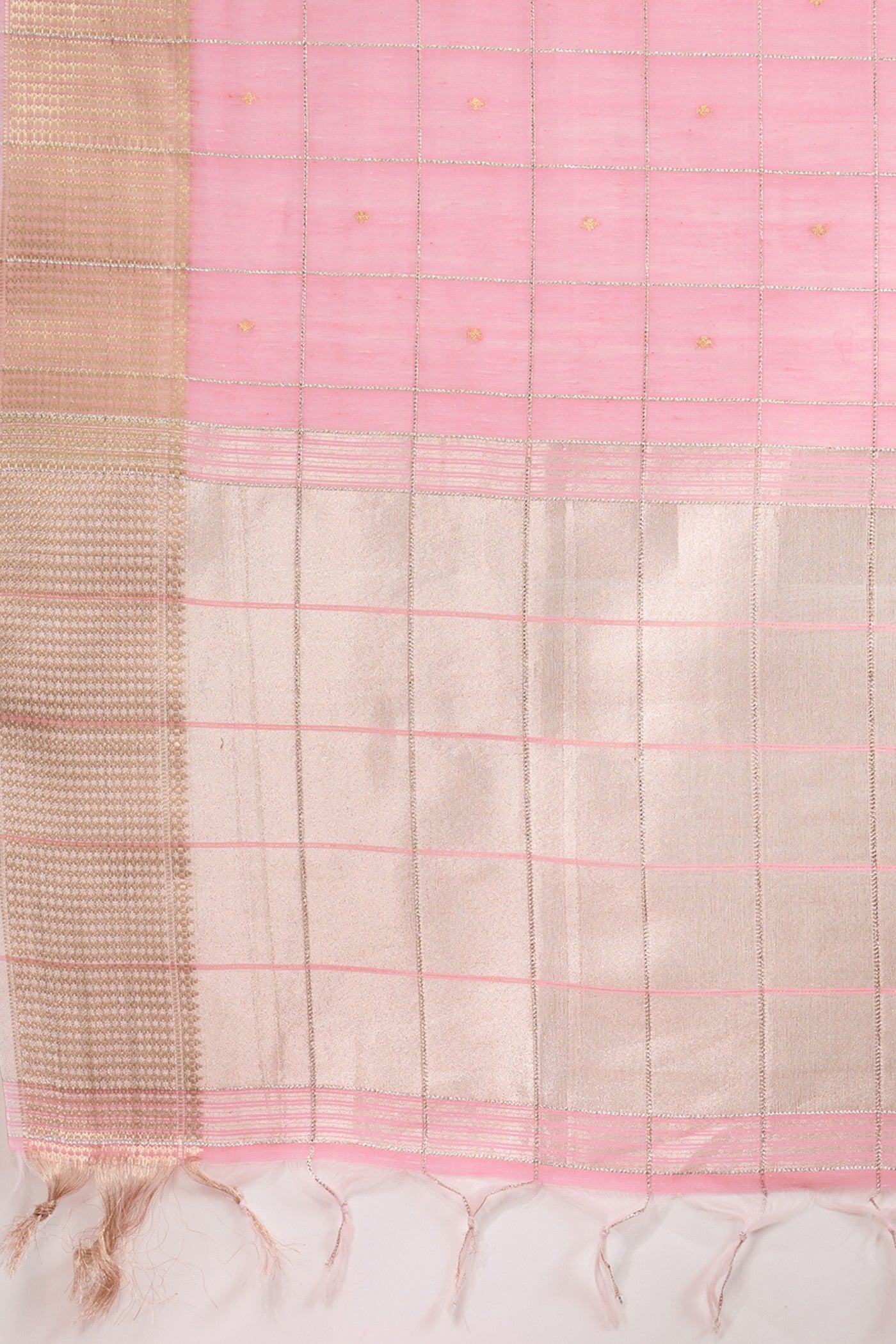 Buy MySilkLove Shimmer Pink Woven Tissue Linen Saree Online