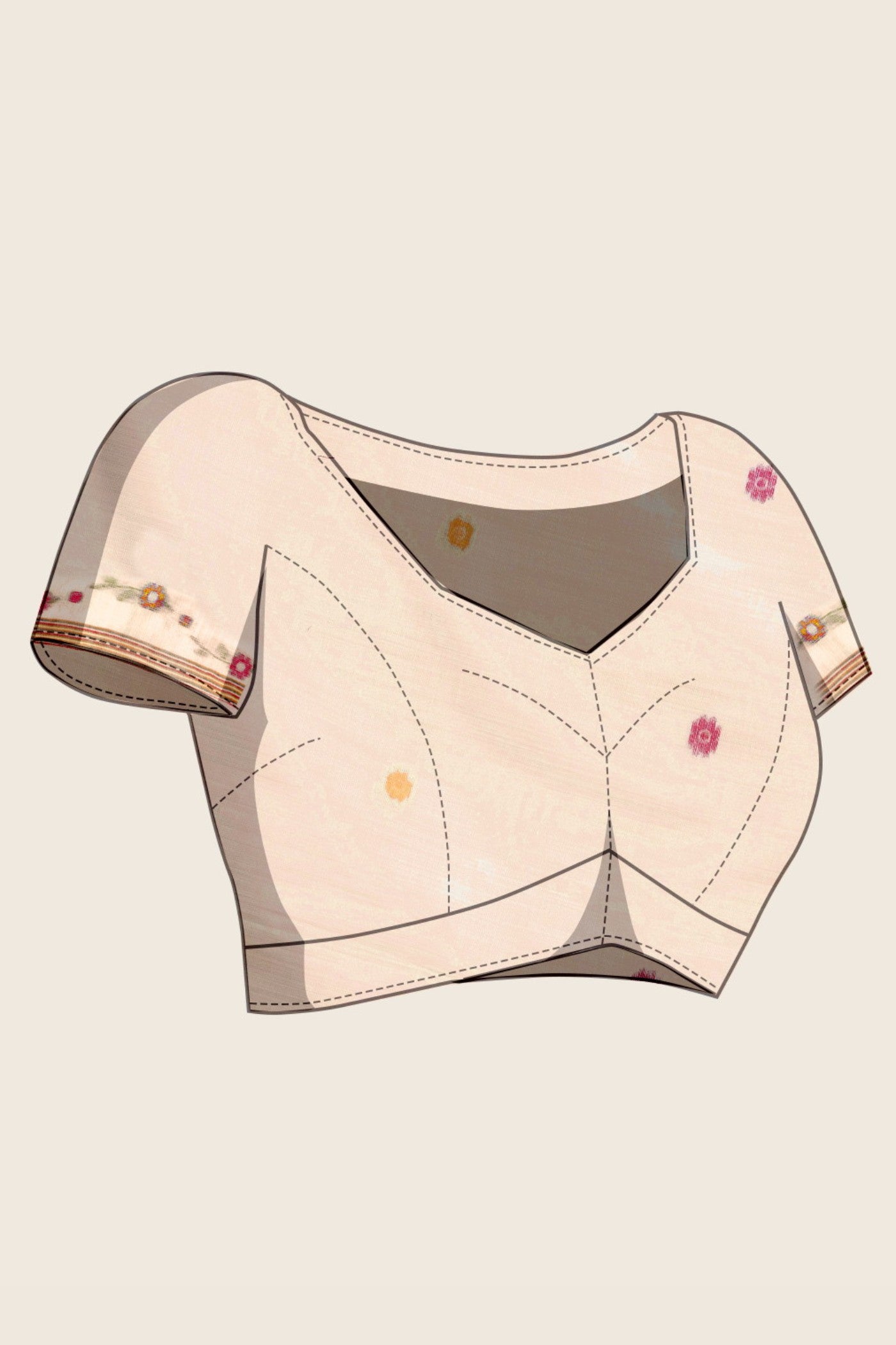 Buy MySilkLove Milklace Cream Handloom Muga Cotton Saree Online