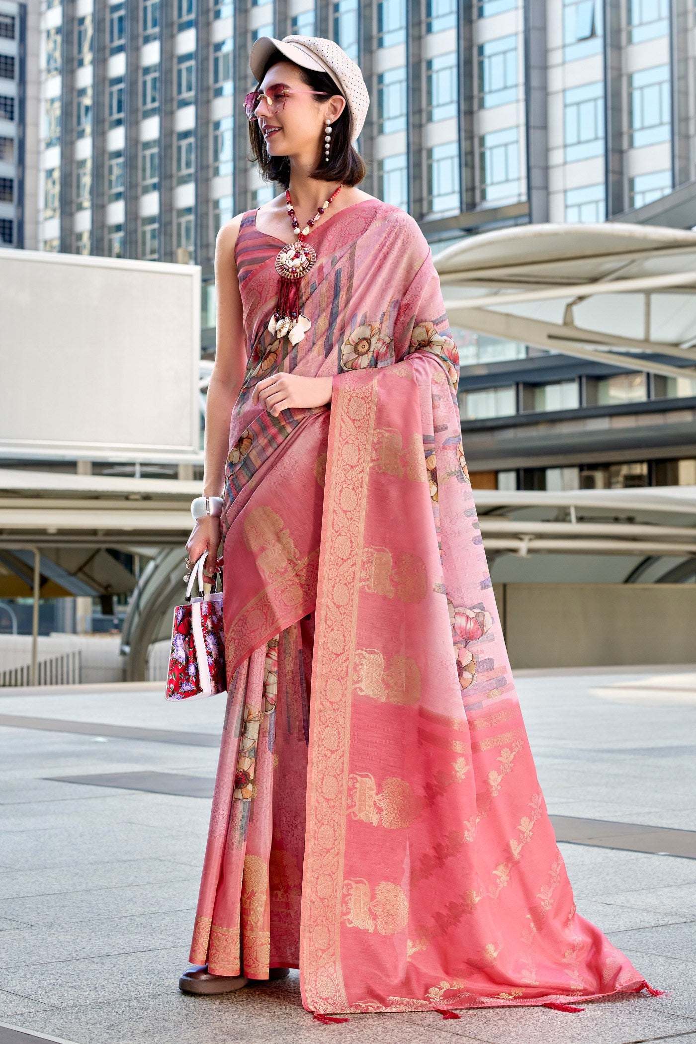 Buy MySilkLove Punch Pink Banarasi Handloom Saree Online