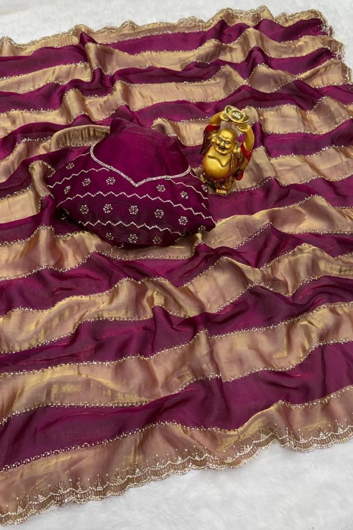 Buy MySilkLove Garnet Red Swarovski Space Silk Saree Online