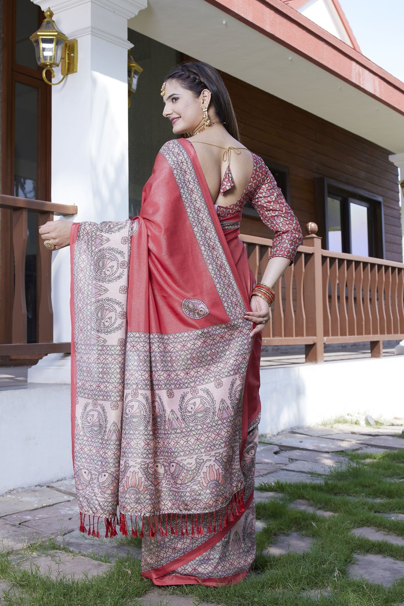 Buy MySilkLove Merlot Red Banarasi Digital Printed Saree Online