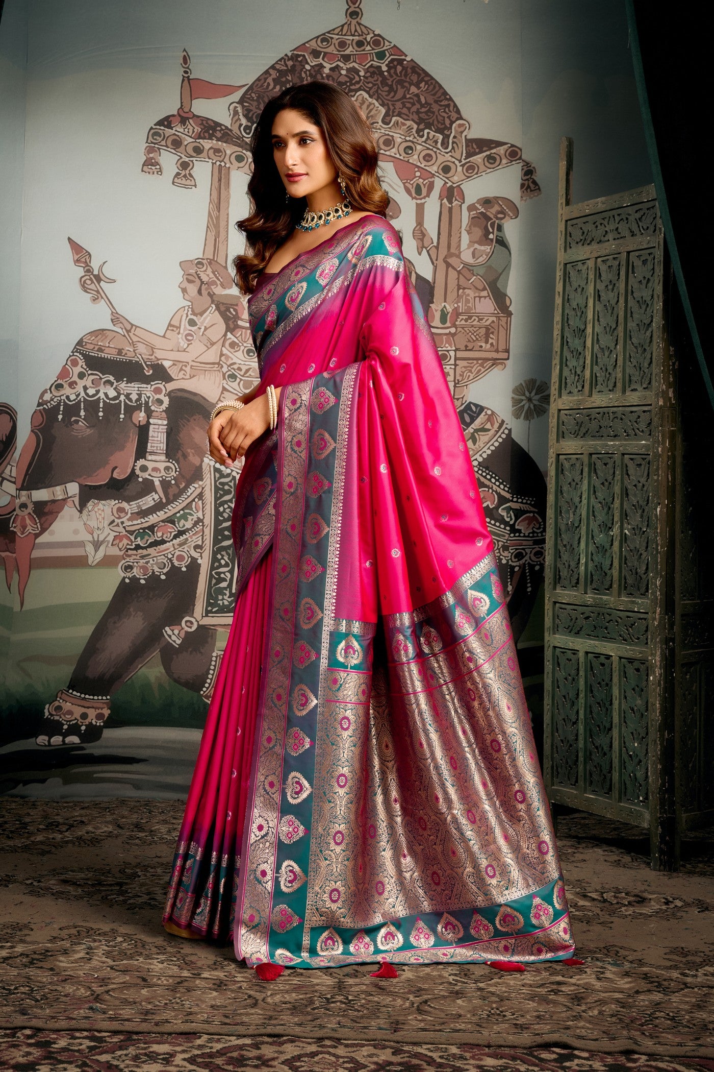 Buy MySilkLove Mauvelous Pink Banarasi Soft Silk Saree Online