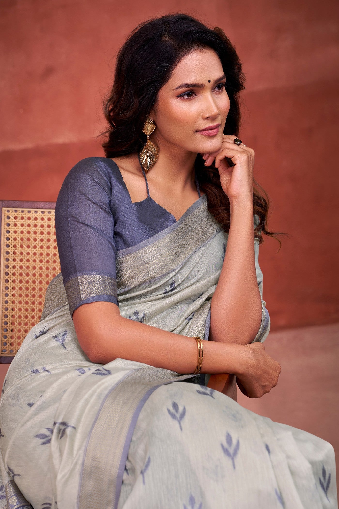 Buy MySilkLove Graphite Grey Woven Modal Cotton Saree Online