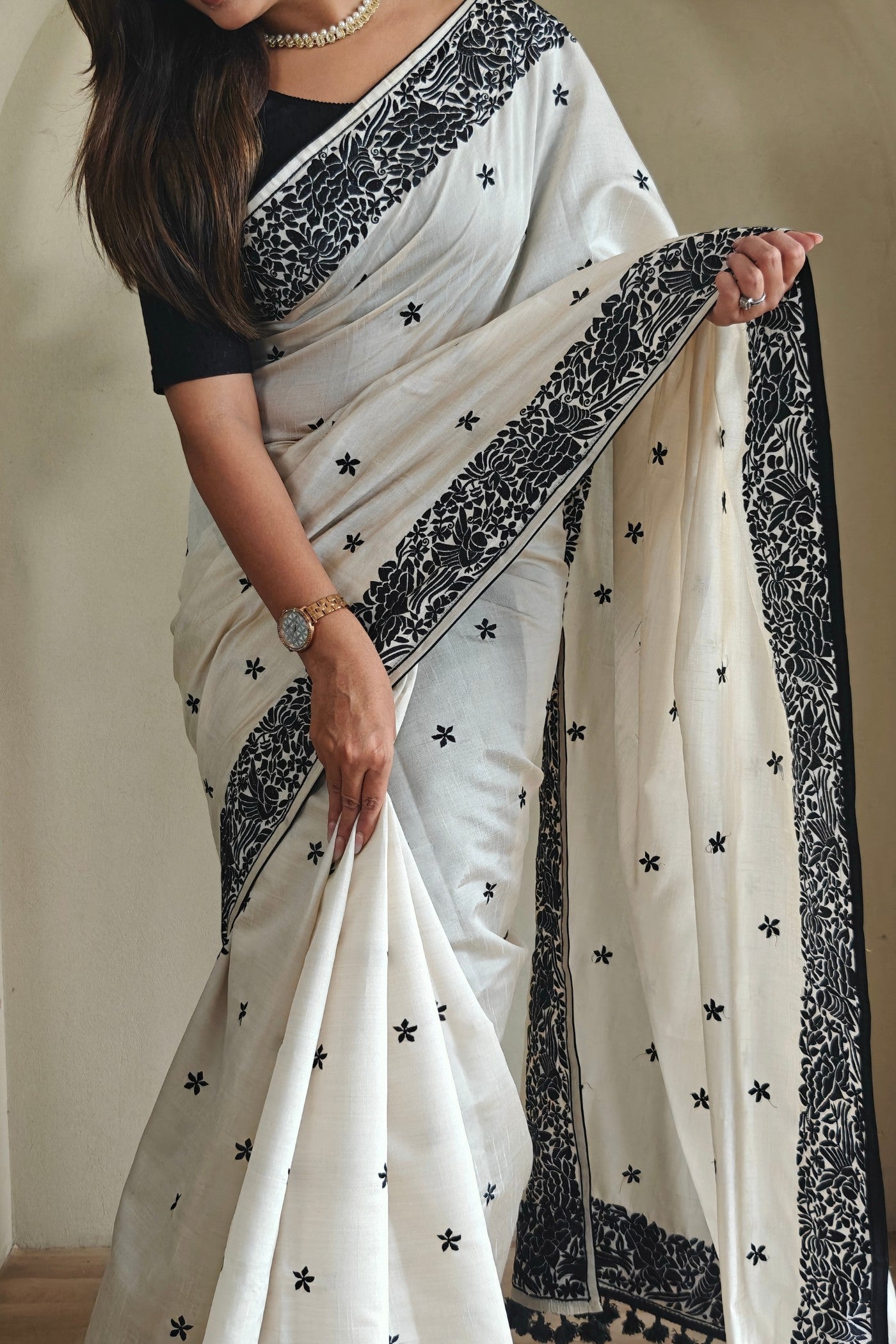 MySilkLove Crystal White Tussar Silk Saree