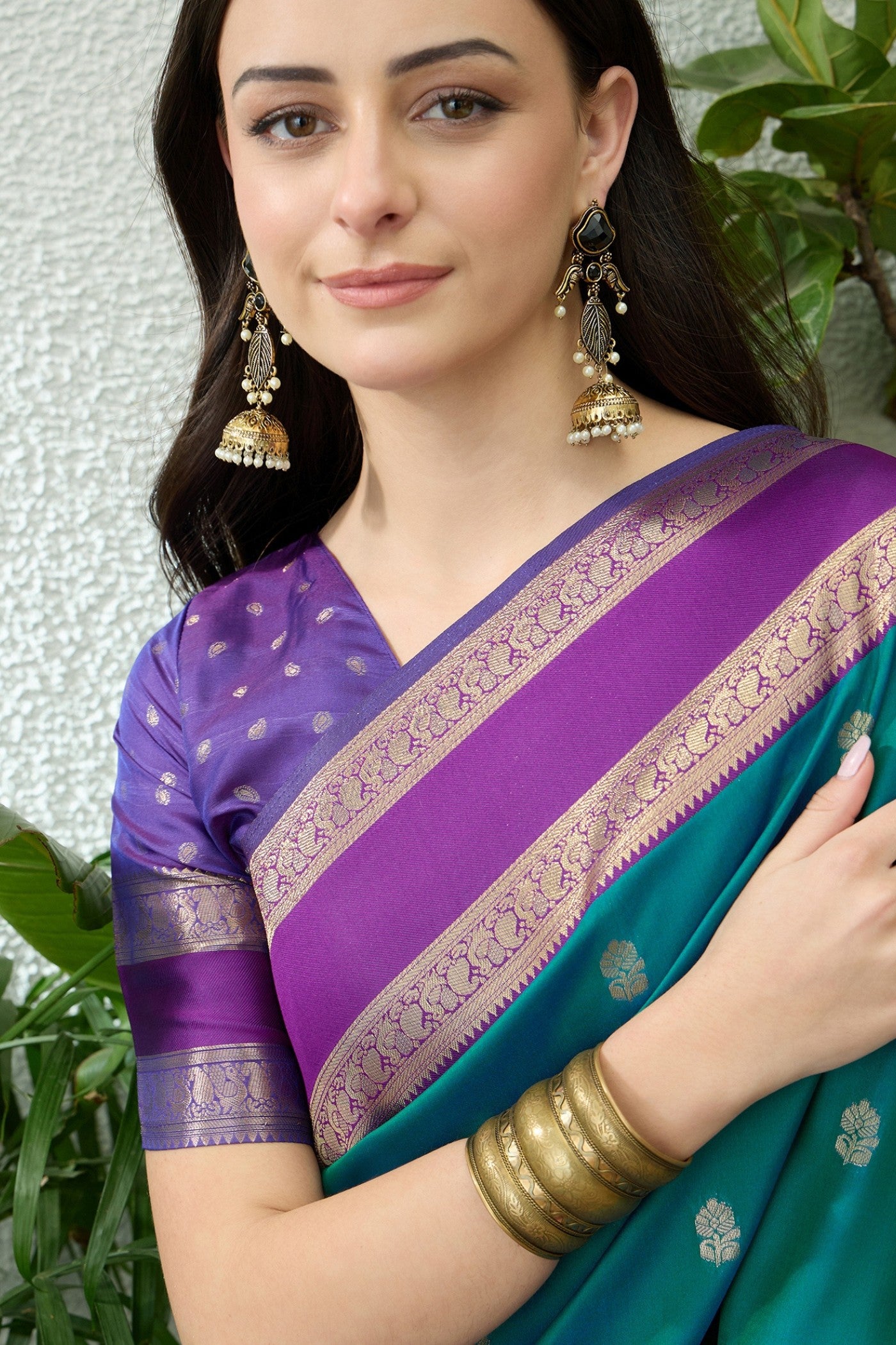 Buy MySilkLove Peacock Blue Banarasi Woven Soft Silk Saree Online