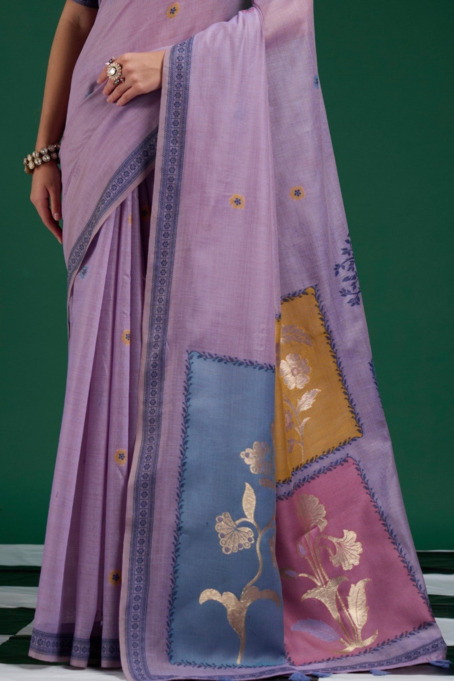 Buy MySilkLove Boysenberry Purple Jamdani Woven Muga Cotton Saree Online