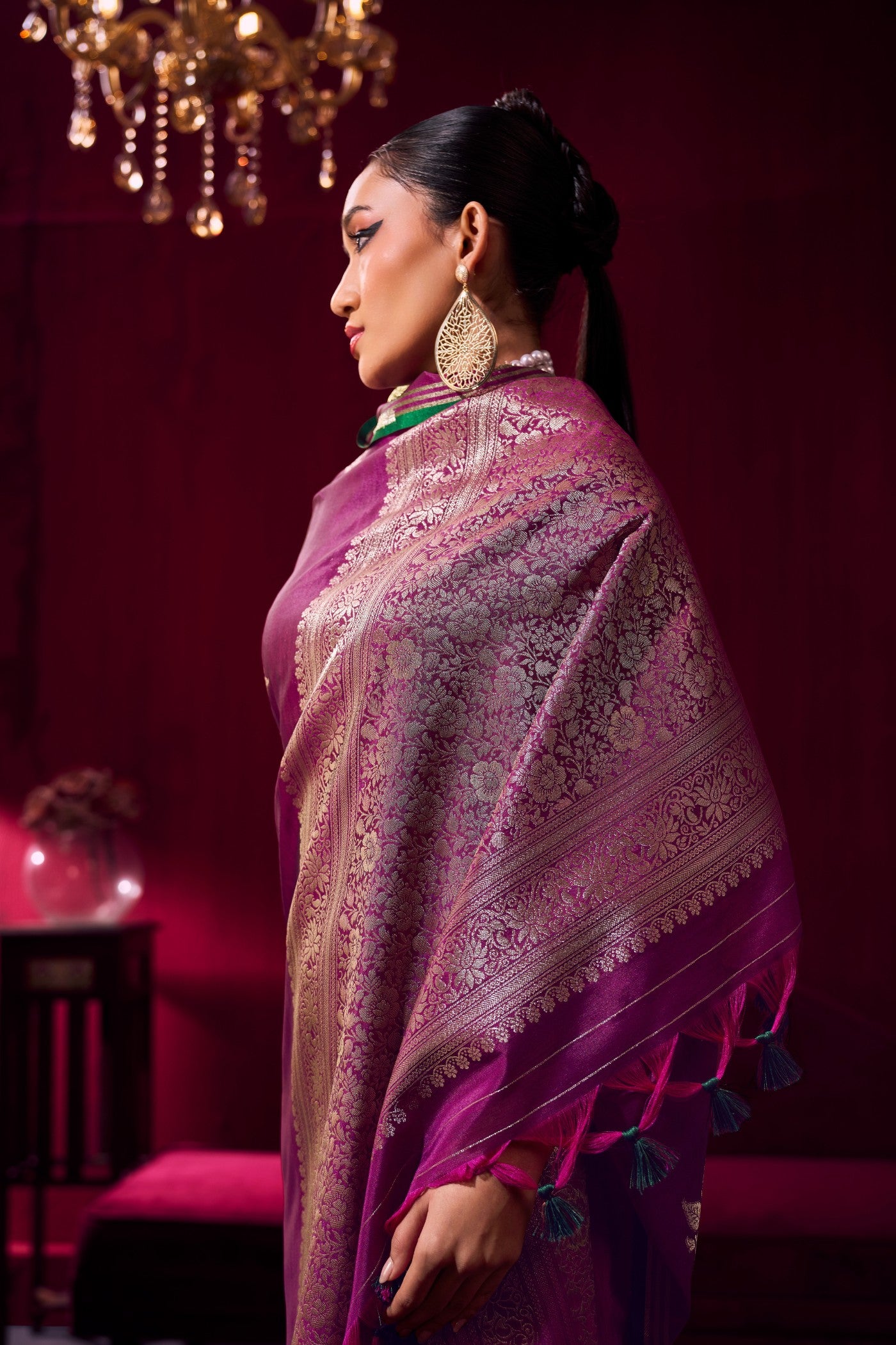Buy MySilkLove Plum Purple Handloom Satin Soft Silk Saree Online