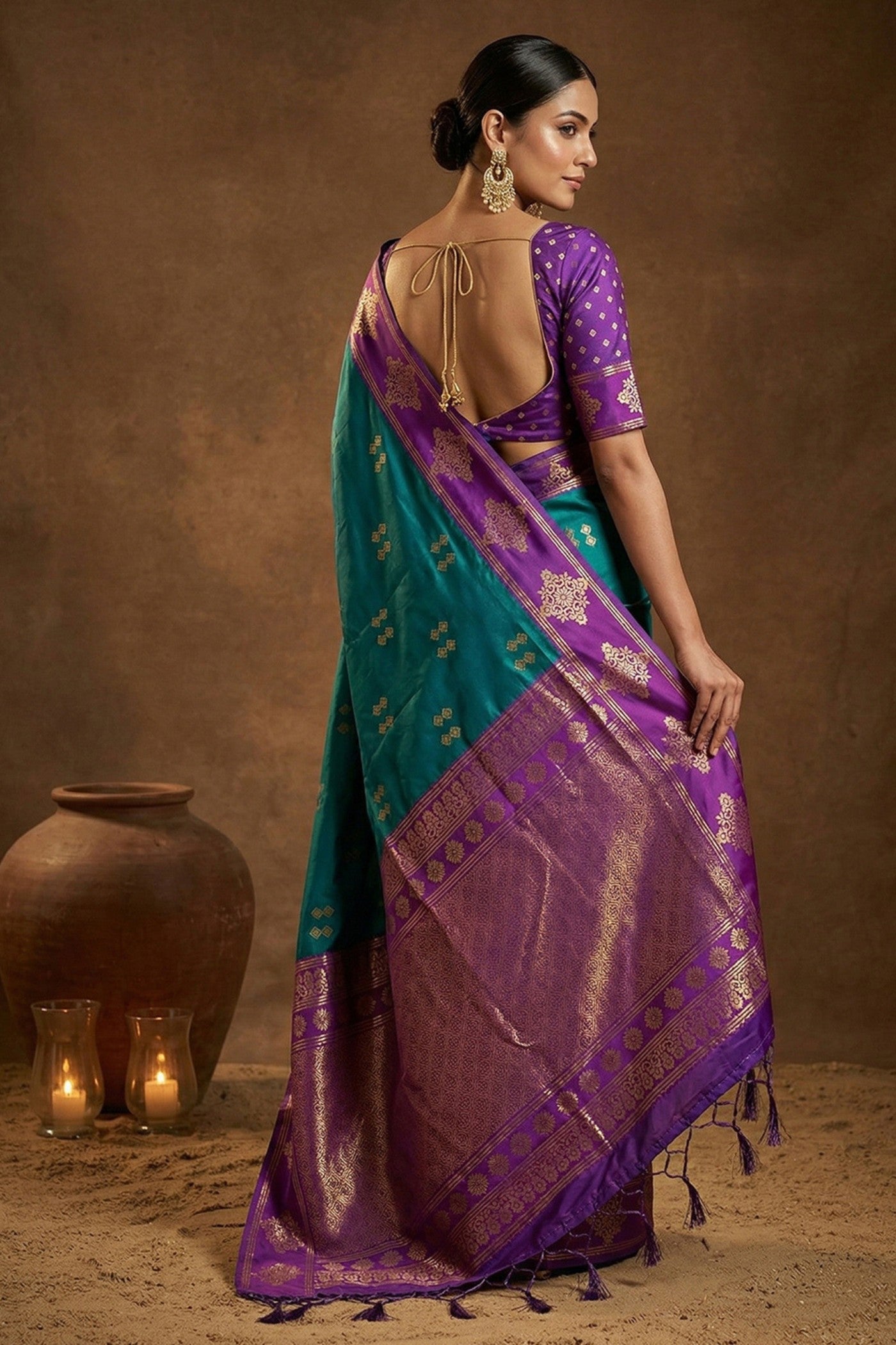 Buy MySilkLove Eminence Purple Woven Banarasi Soft Silk Saree Online