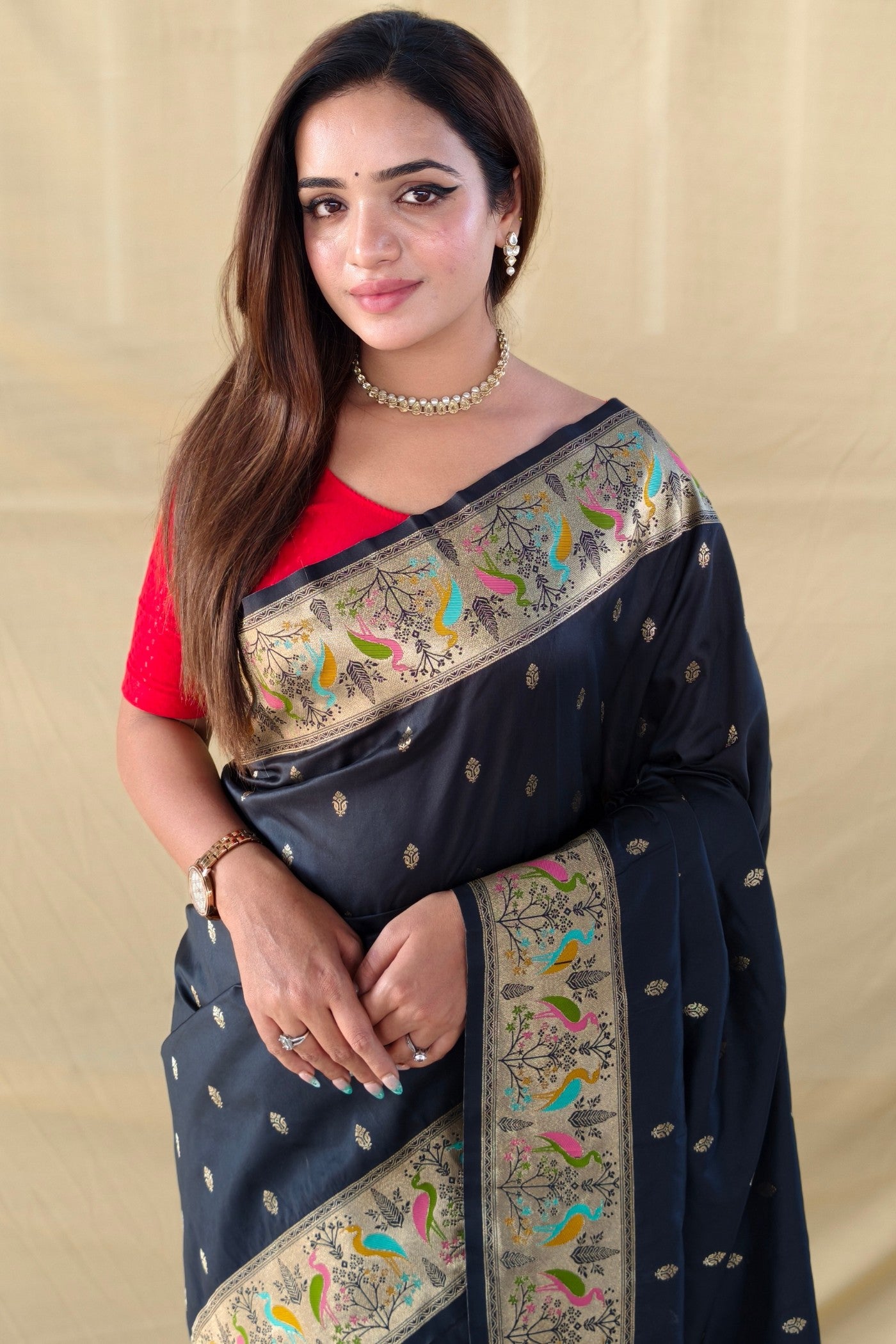 MySilkLove Obsidian Black Woven Banarasi Soft Silk Saree