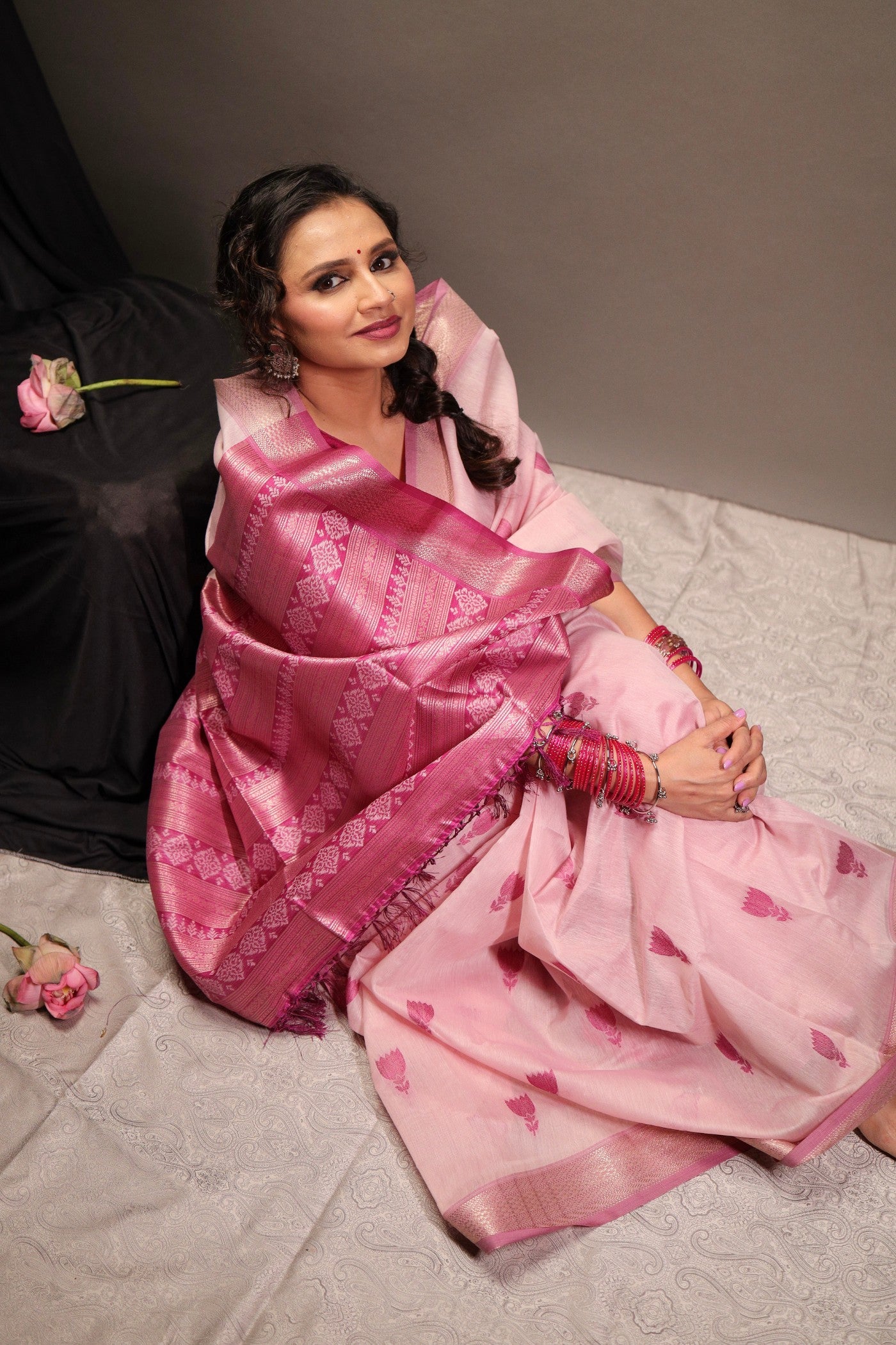 Buy MySilkLove Amaranth Pink Woven Modal Cotton Saree Online