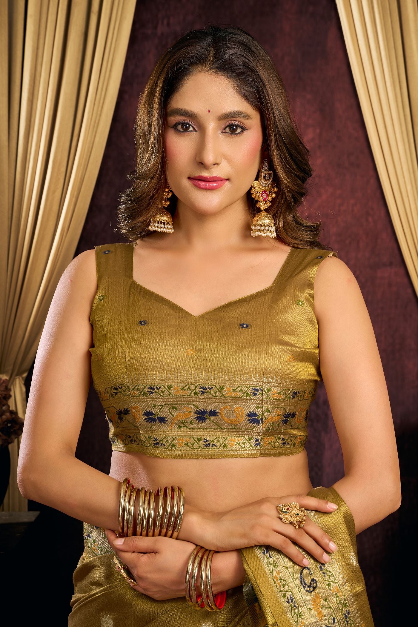 Buy MySilkLove Fern Green Woven Tissue Paithani Saree Online
