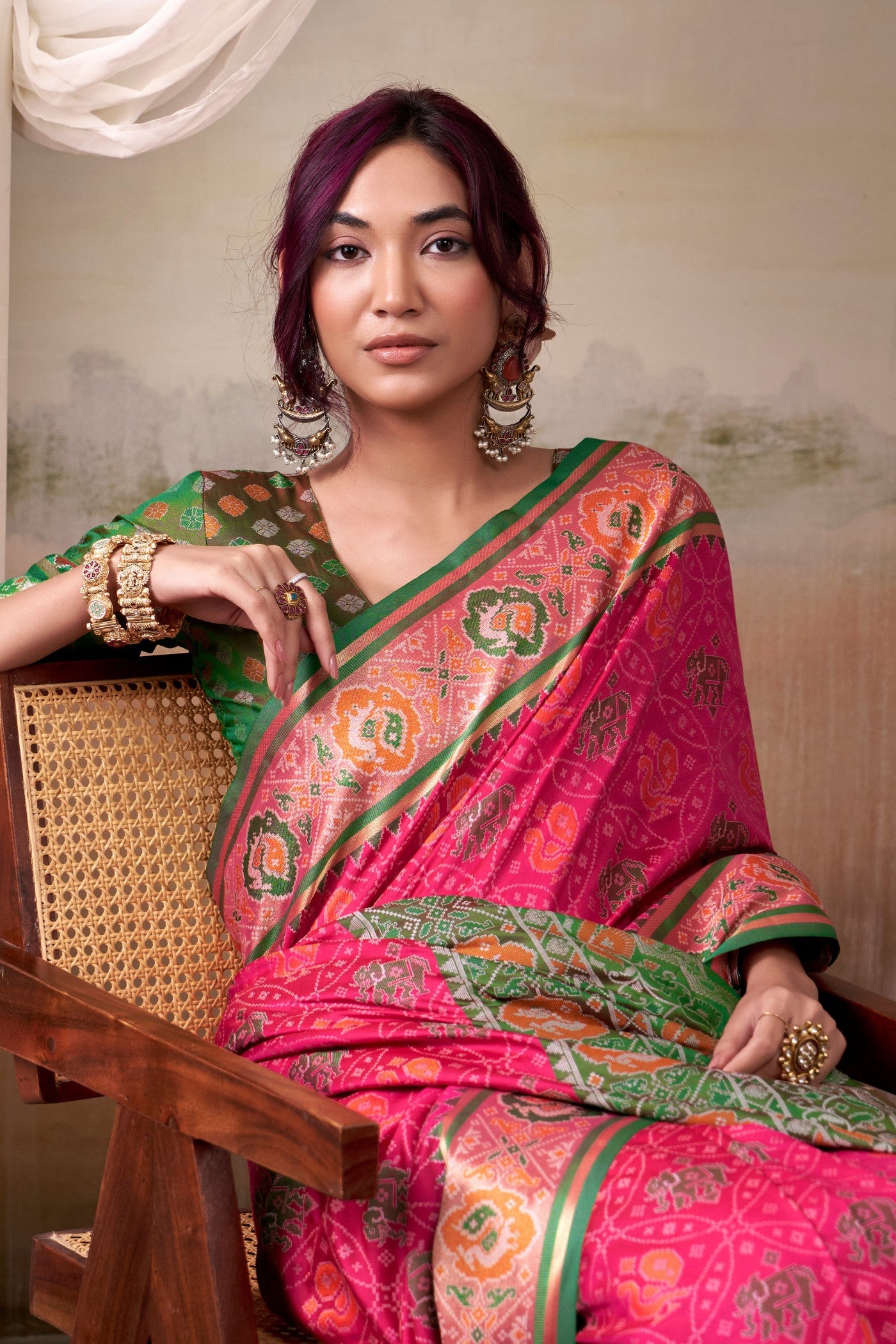 Buy MySilkLove European Pink Woven Patola Silk Saree Online