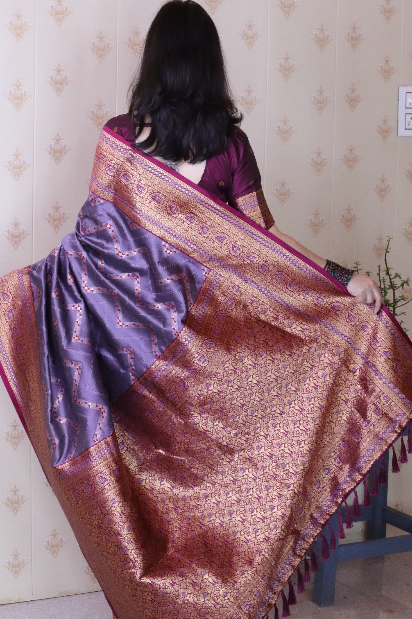Buy MySilkLove Amethyst Purple Banarasi Handloom Saree Online