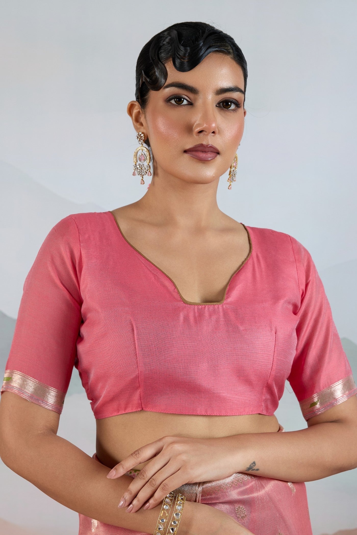 Buy MySilkLove Rosewater Pink Zari Woven Tissue Paithani Saree Online