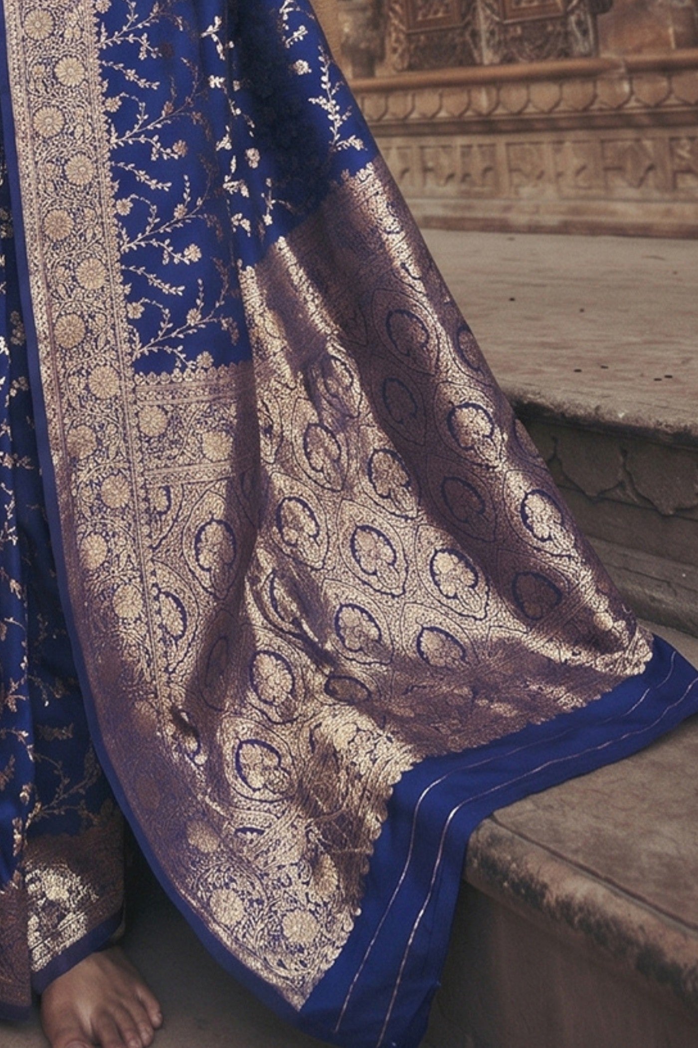 Buy MySilkLove Midnight Blue Woven Banarasi Saree Online