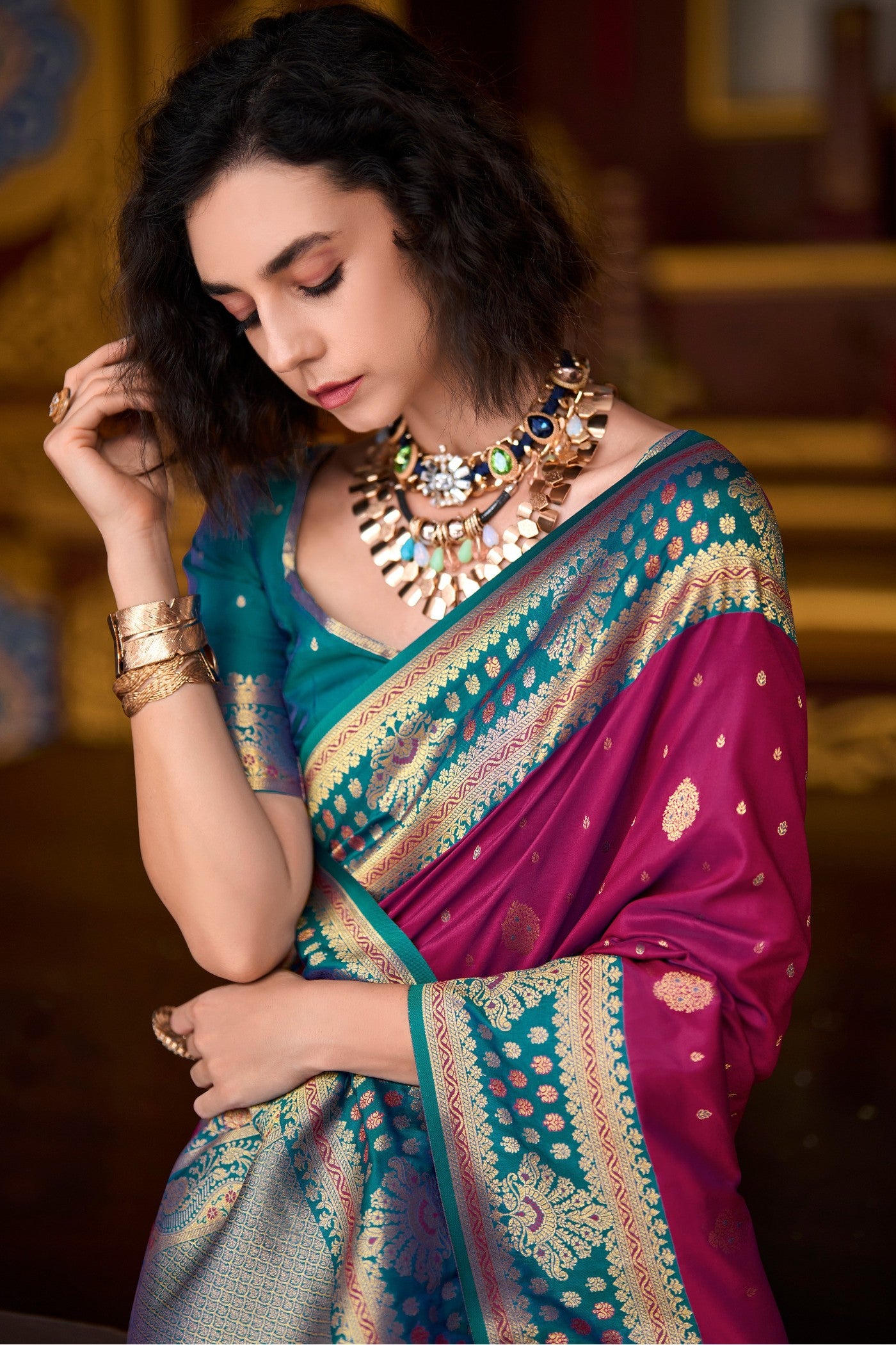 Buy MySilkLove Verbena Purple Woven Banarasi Saree Online