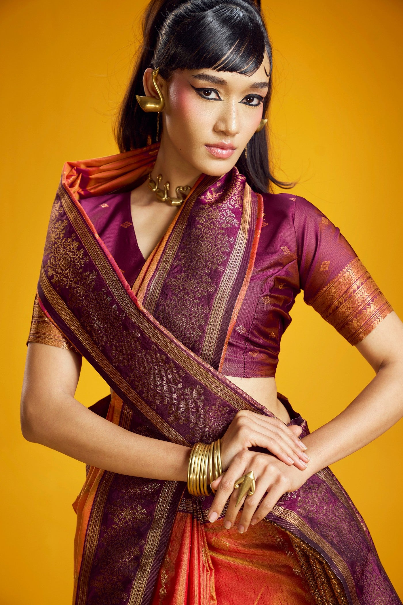 MySilkLove Mahogany Orange Banarasi Handloom Soft Silk Saree