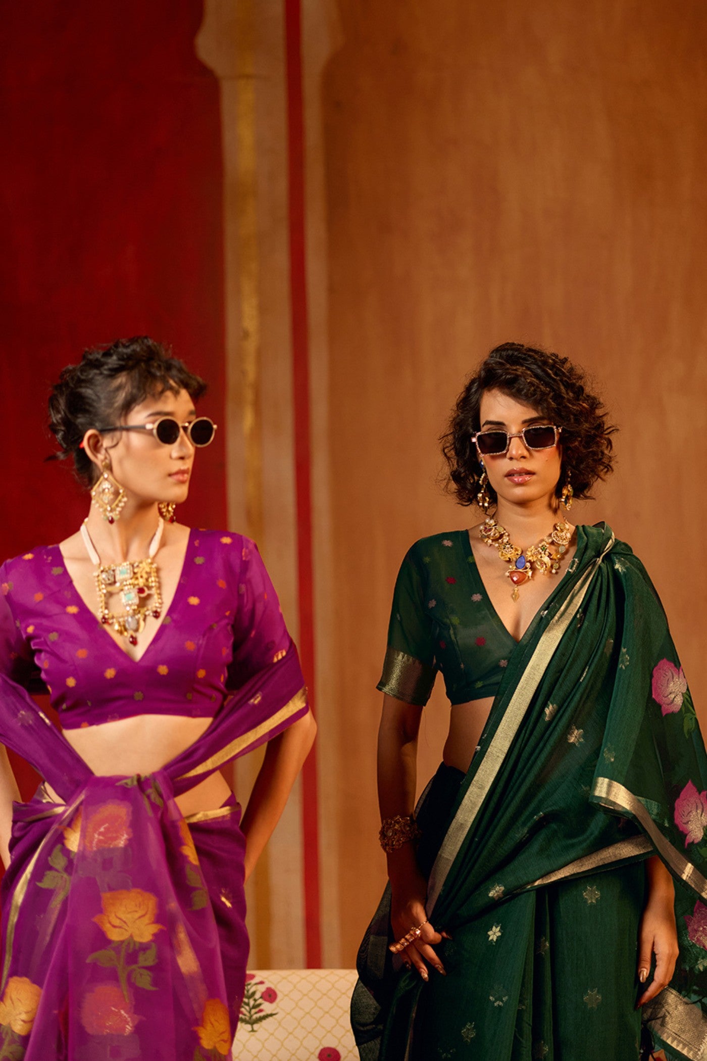 Buy MySilkLove Pum Purple Handloom Muga Cotton Saree Online