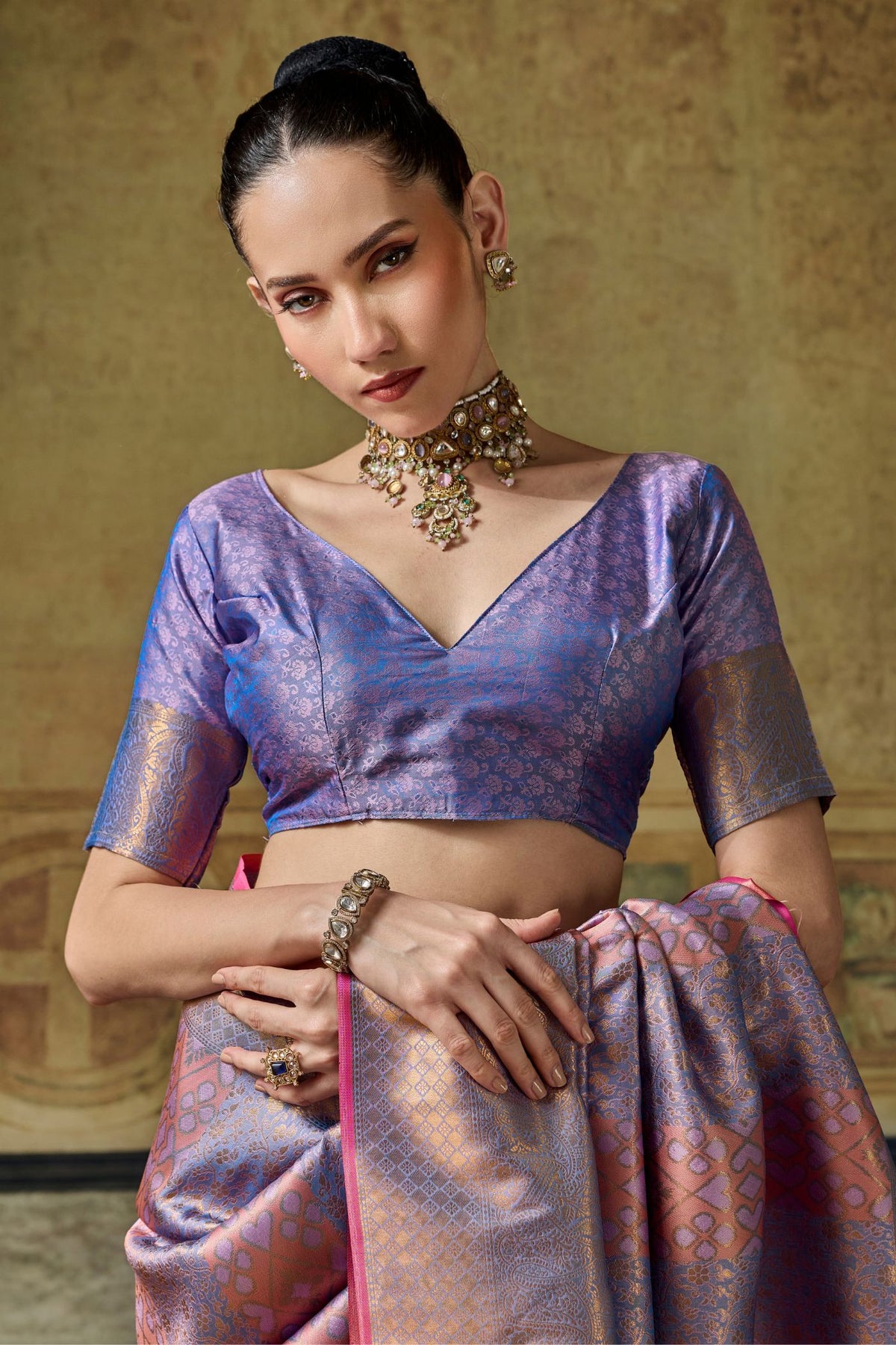 Buy MySilkLove Grape Purple Kanjivaram Handloom Saree Online