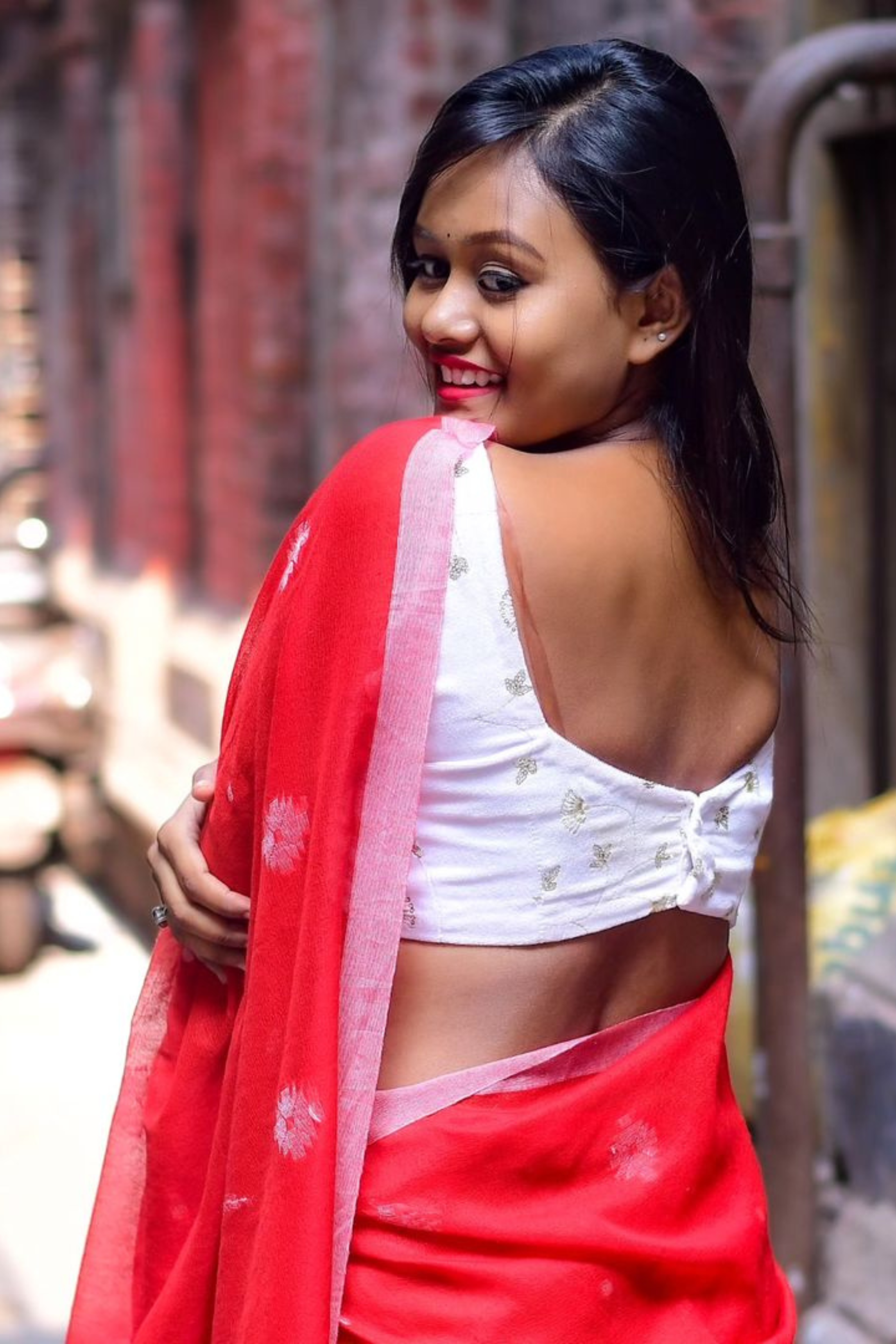 Buy MySilkLove Rose Red Cotton Tangail Saree Online