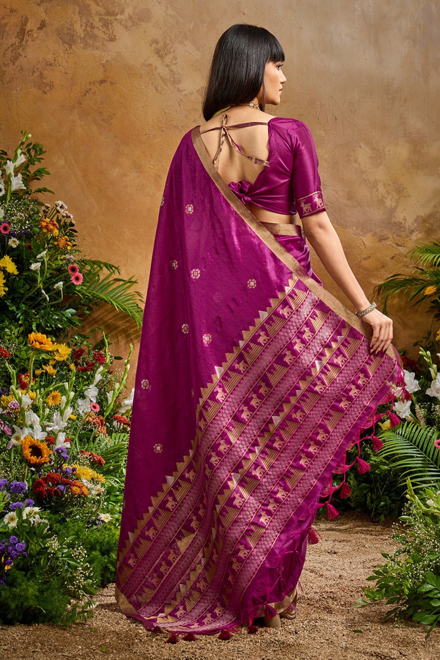 Buy MySilkLove Sangria Purple Tussar Handloom Silk Saree Online
