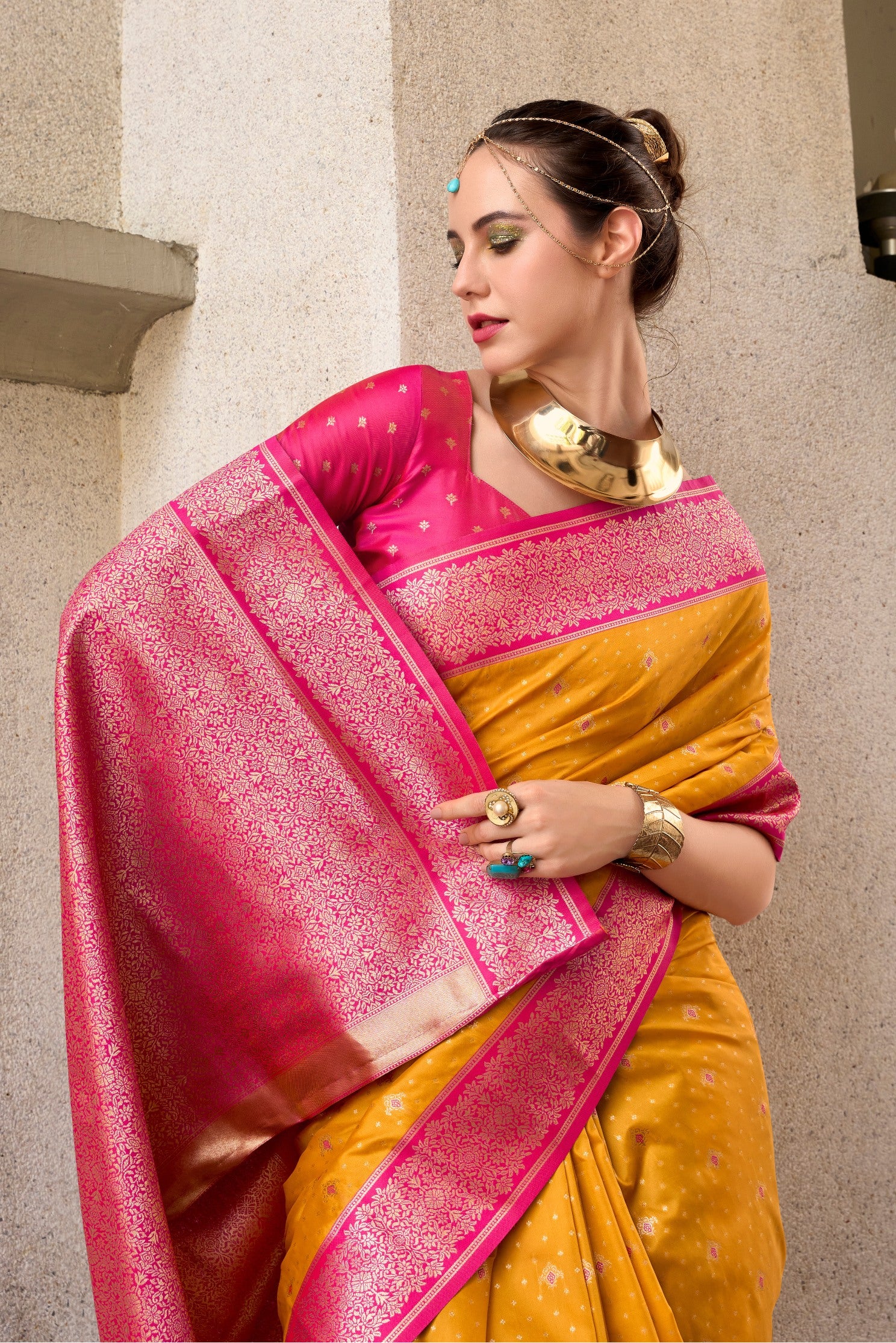 Buy MySilkLove Gamboge Orange Zari Woven Banarasi Soft Silk Saree Online