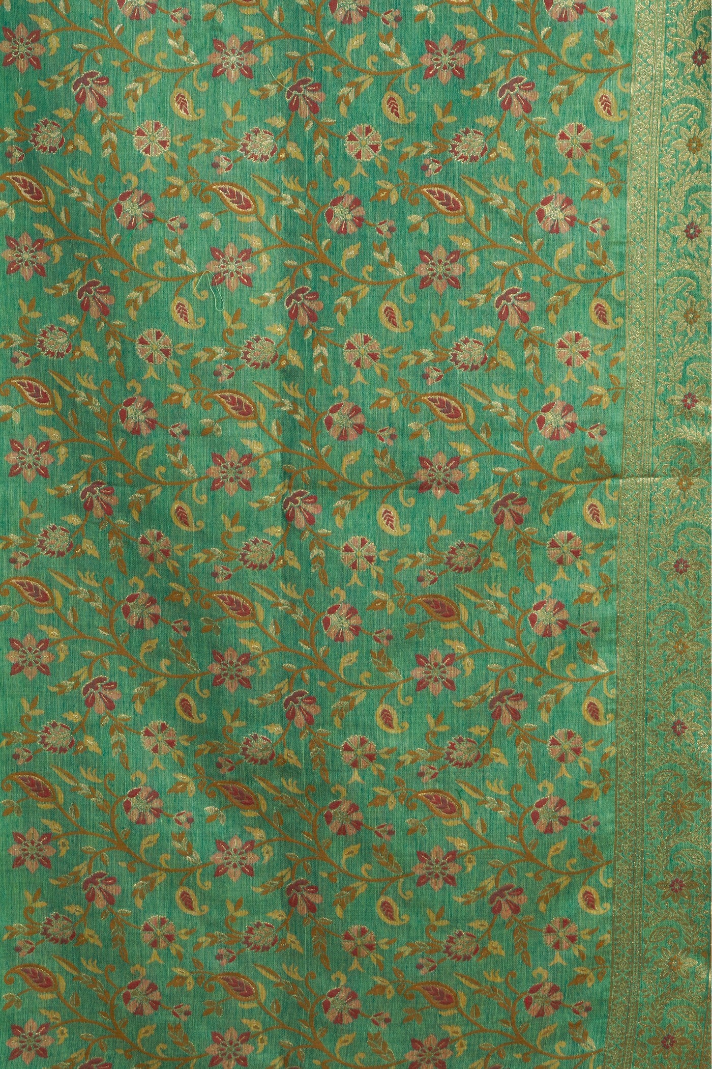 Buy MySilkLove Tealish Green Handloom Cotton Saree Online