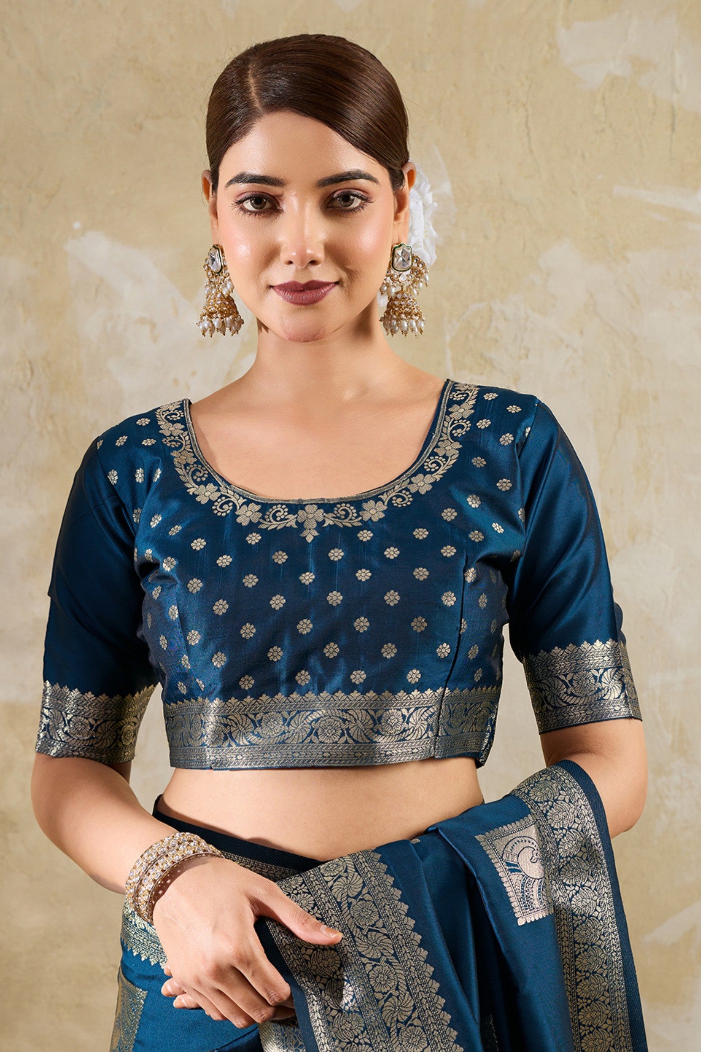 Buy MySilkLove Tiffany Blue Woven Banarasi Soft Silk Saree Online