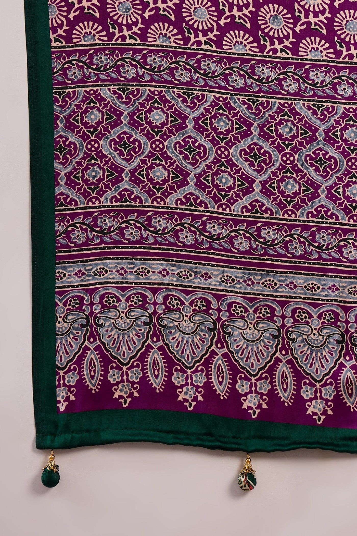 Buy MySilkLove Bottle Green Printed Satin Gaji Silk Saree Online