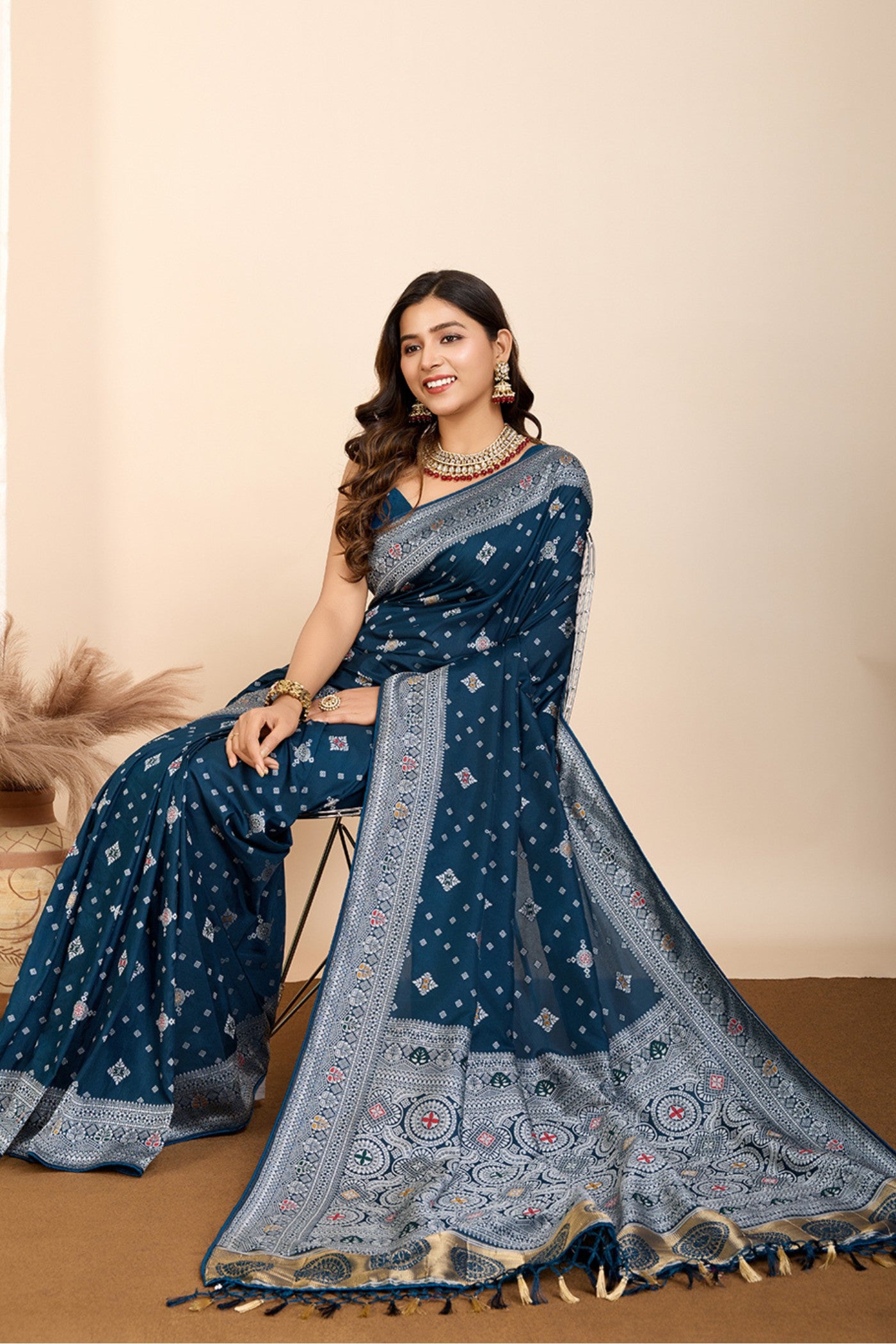 Buy MySilkLove Navy Blue Woven Banarasi Saree Online