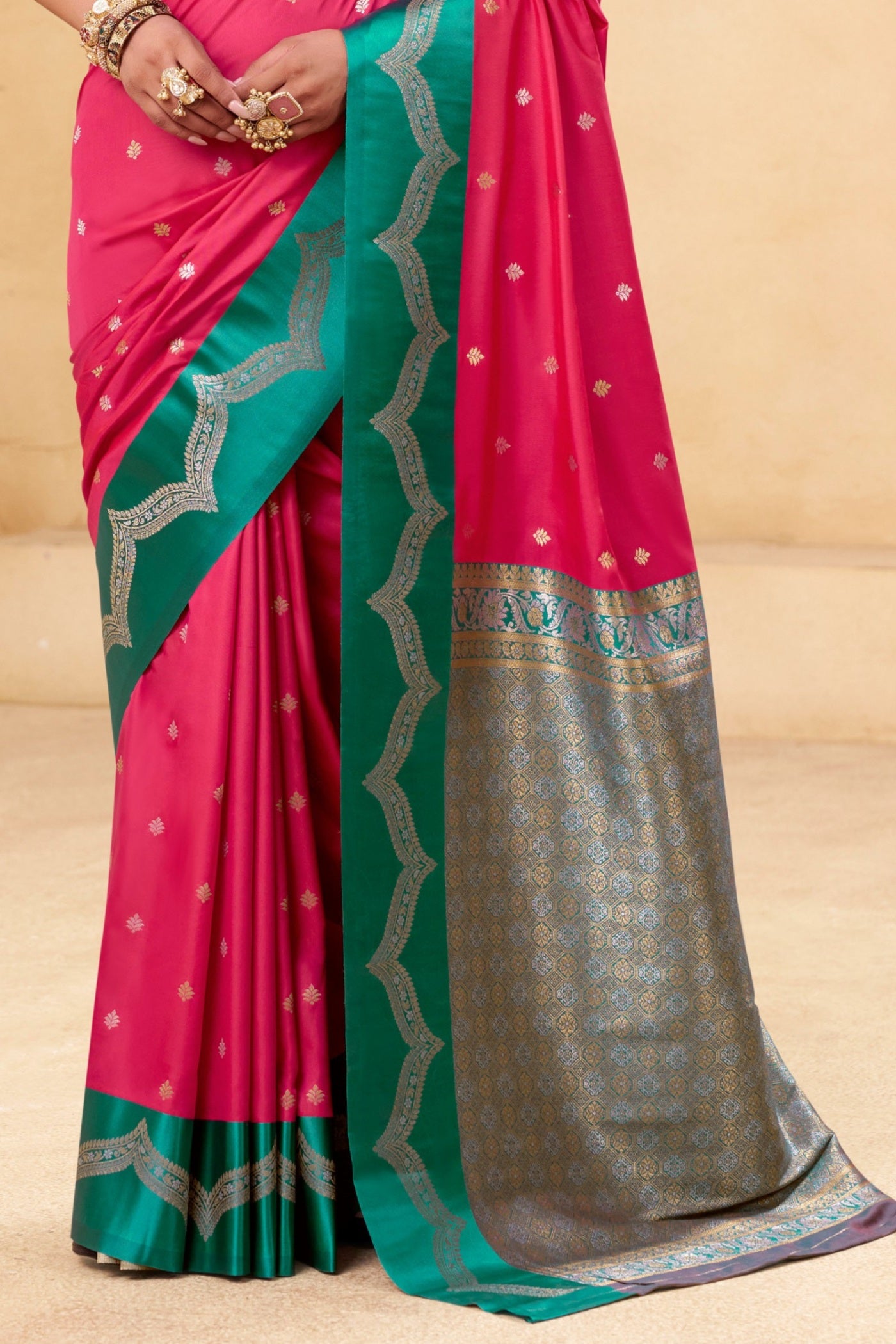 Buy MySilkLove Jam Pink Woven Banarasi Satin Soft Silk Saree Online