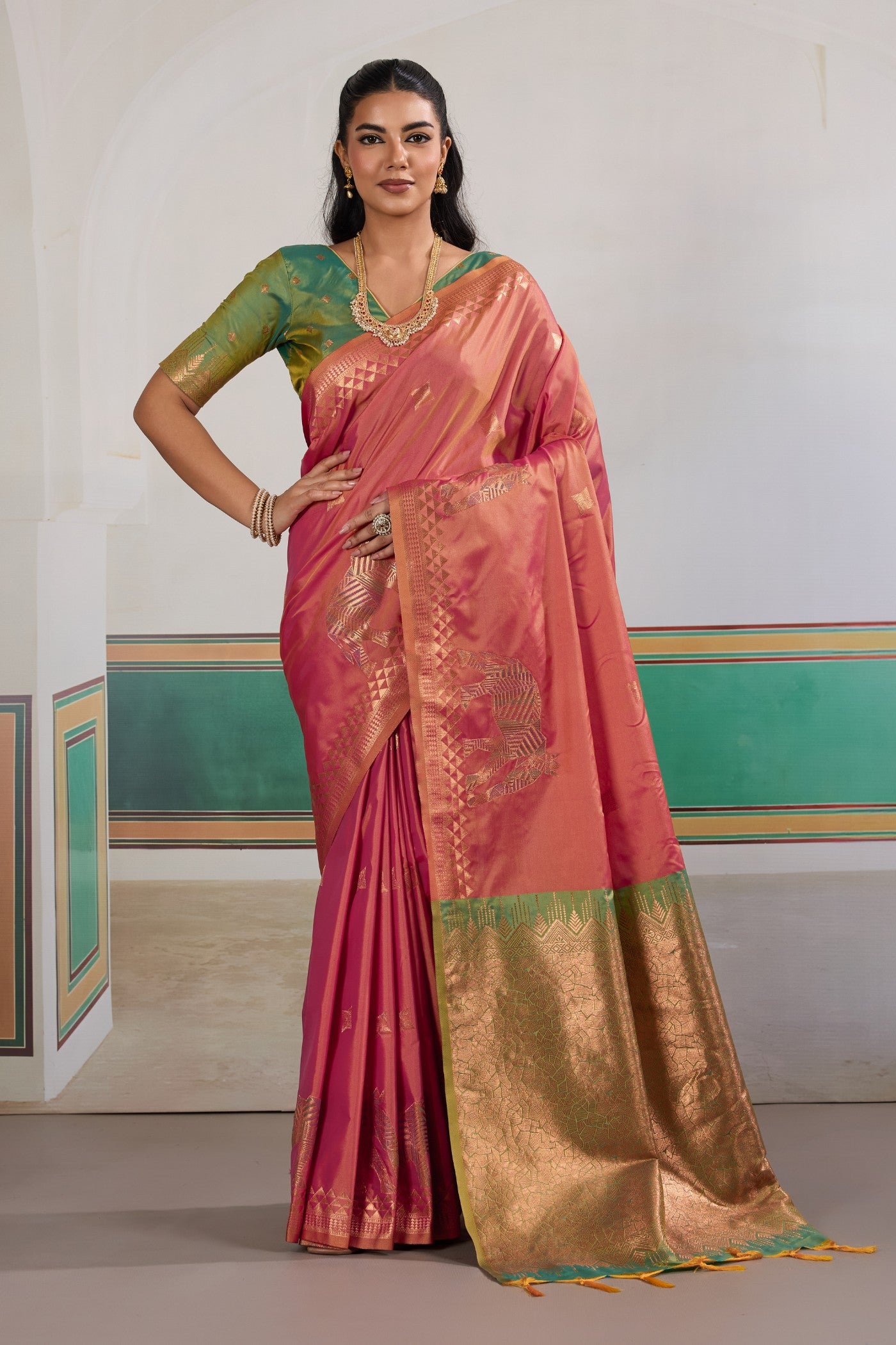 Buy MySilkLove Burnt Orange Banarasi Handloom Saree Online